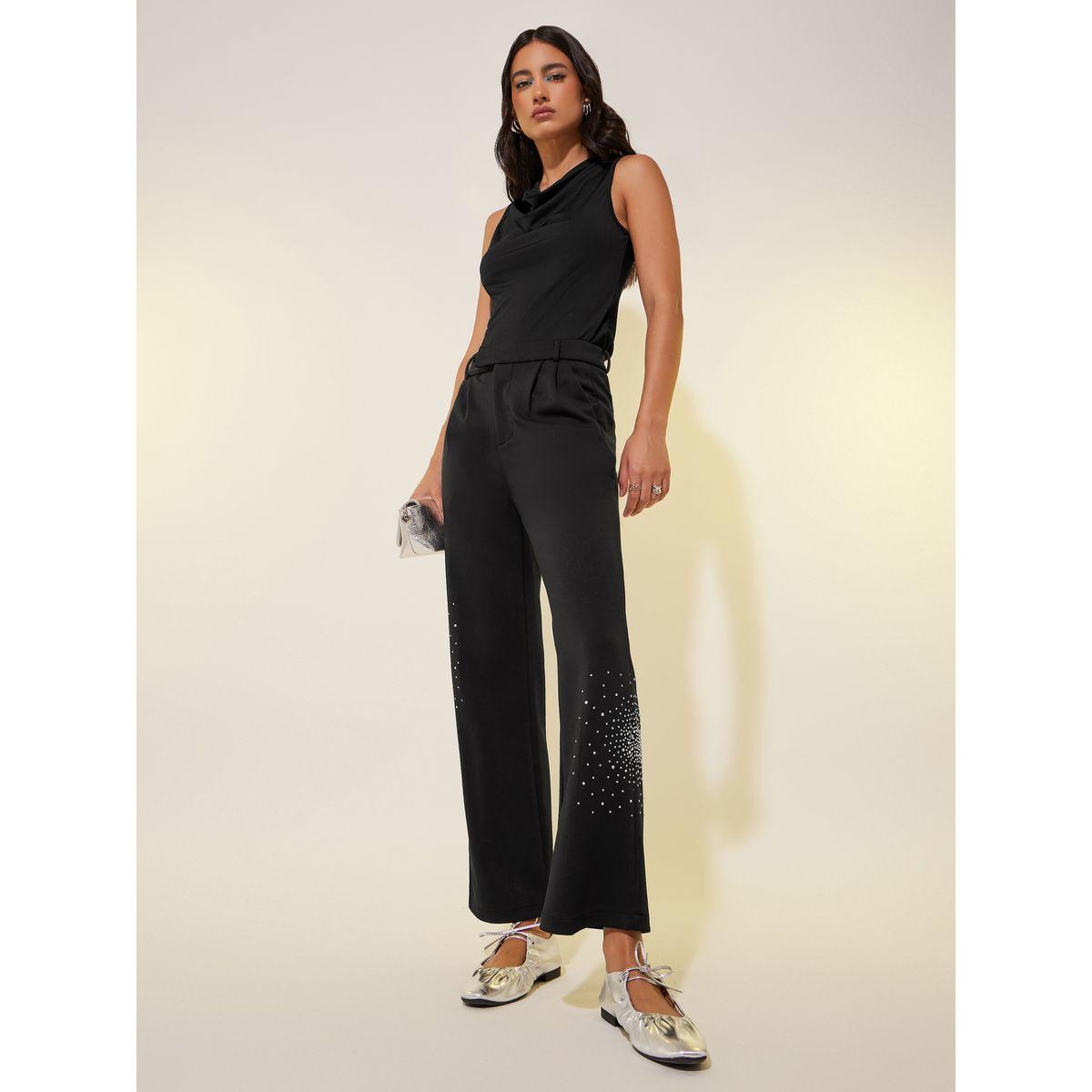 بنطال بأرجل واسعة وكسرات منمق بحجر الراين-women-clothing-bottoms-trousers-image-1