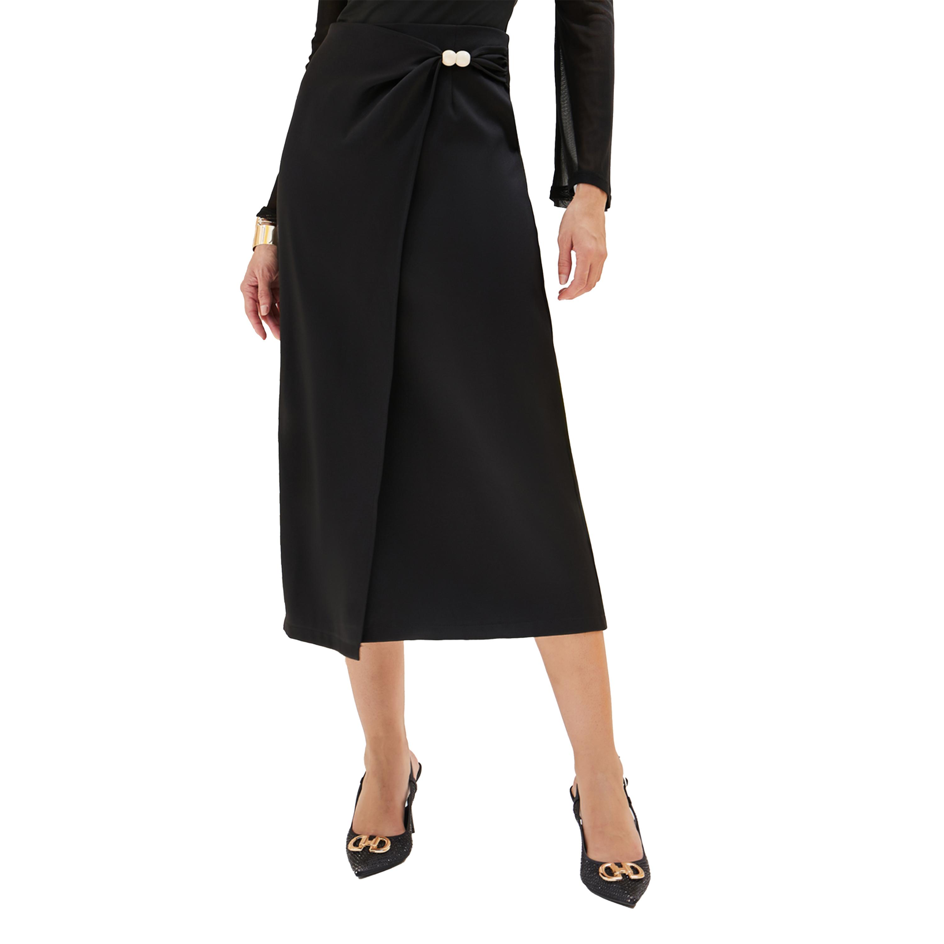 Styli Solid Knot Detail A-Line Midi Skirt-women-clothing-skirts-image-3