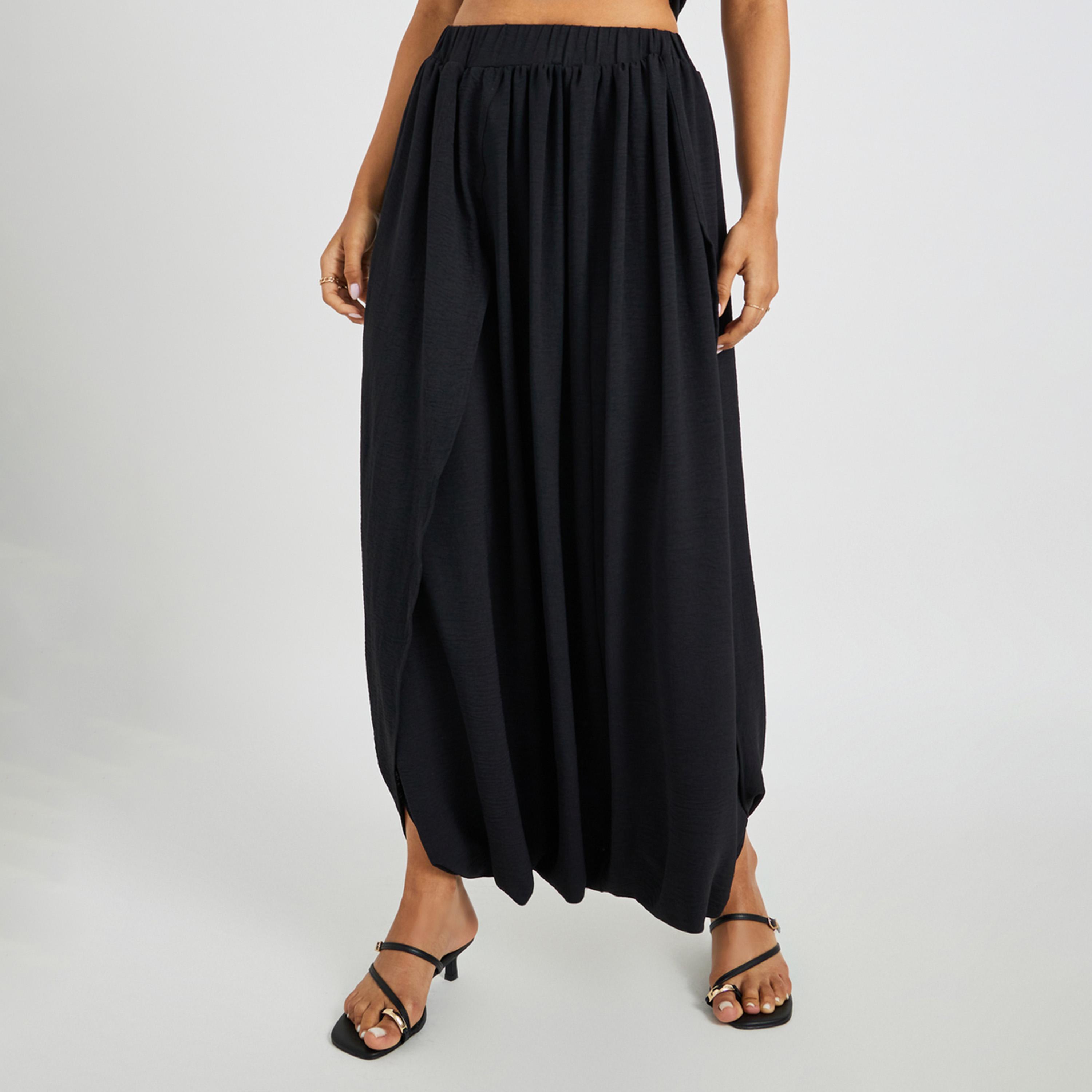 ستايلي - بنطال حريم سادة بخصر مطاطي-women-clothing-bottoms-trousers-image-4