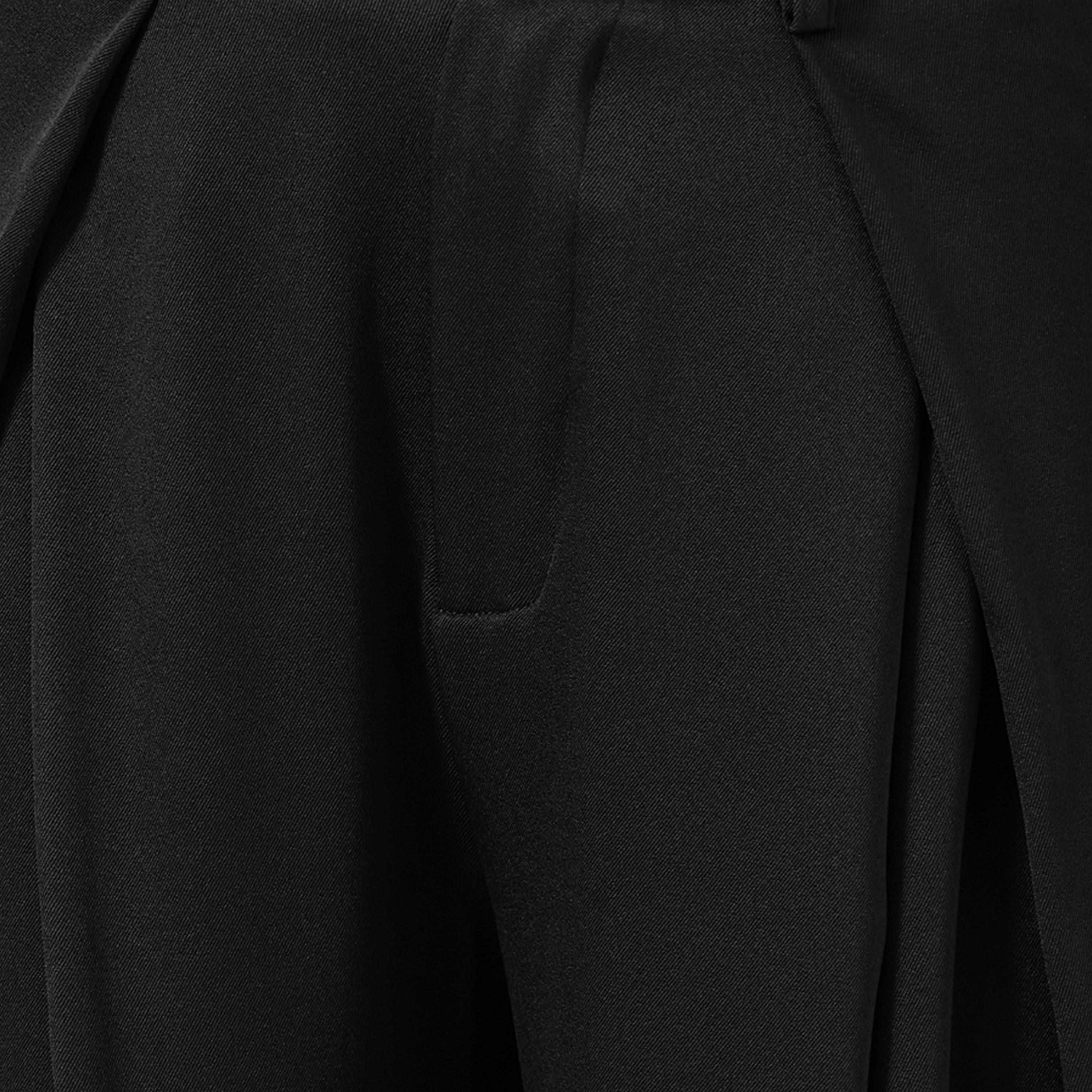 Styli Pleated Black Wide Leg Pants for Women-women-clothing-bottoms-trousers-image-3