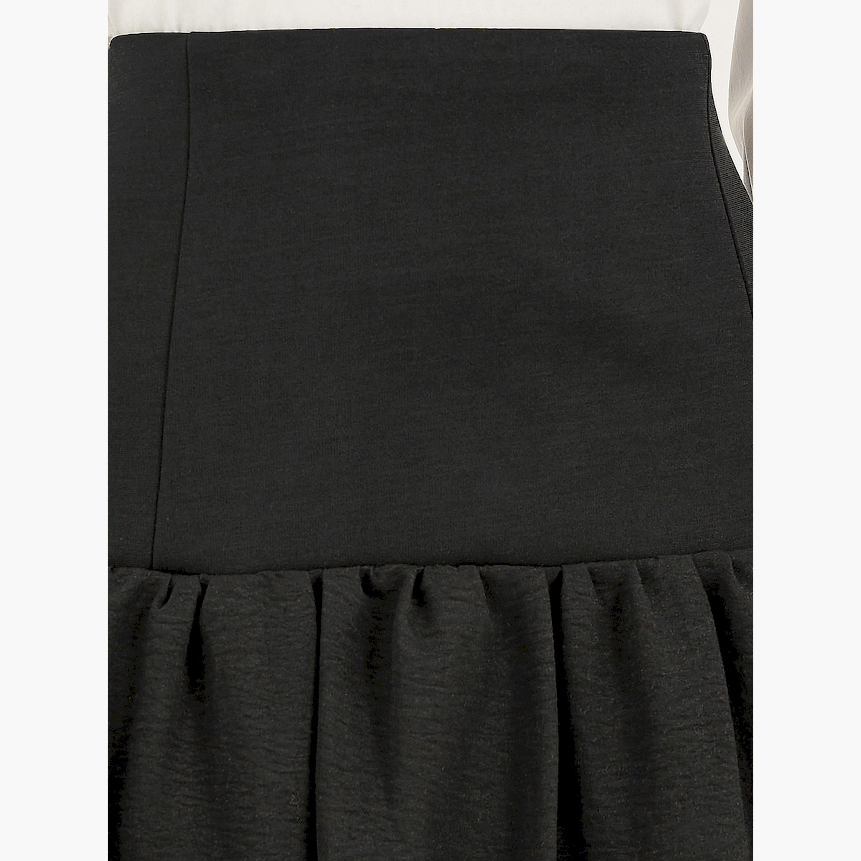 ستايلي - تنورة متوسطة الطول بقصة A وحافة منفوخة وخصر مرتفع-women-clothing-bottoms-skirts-image-3