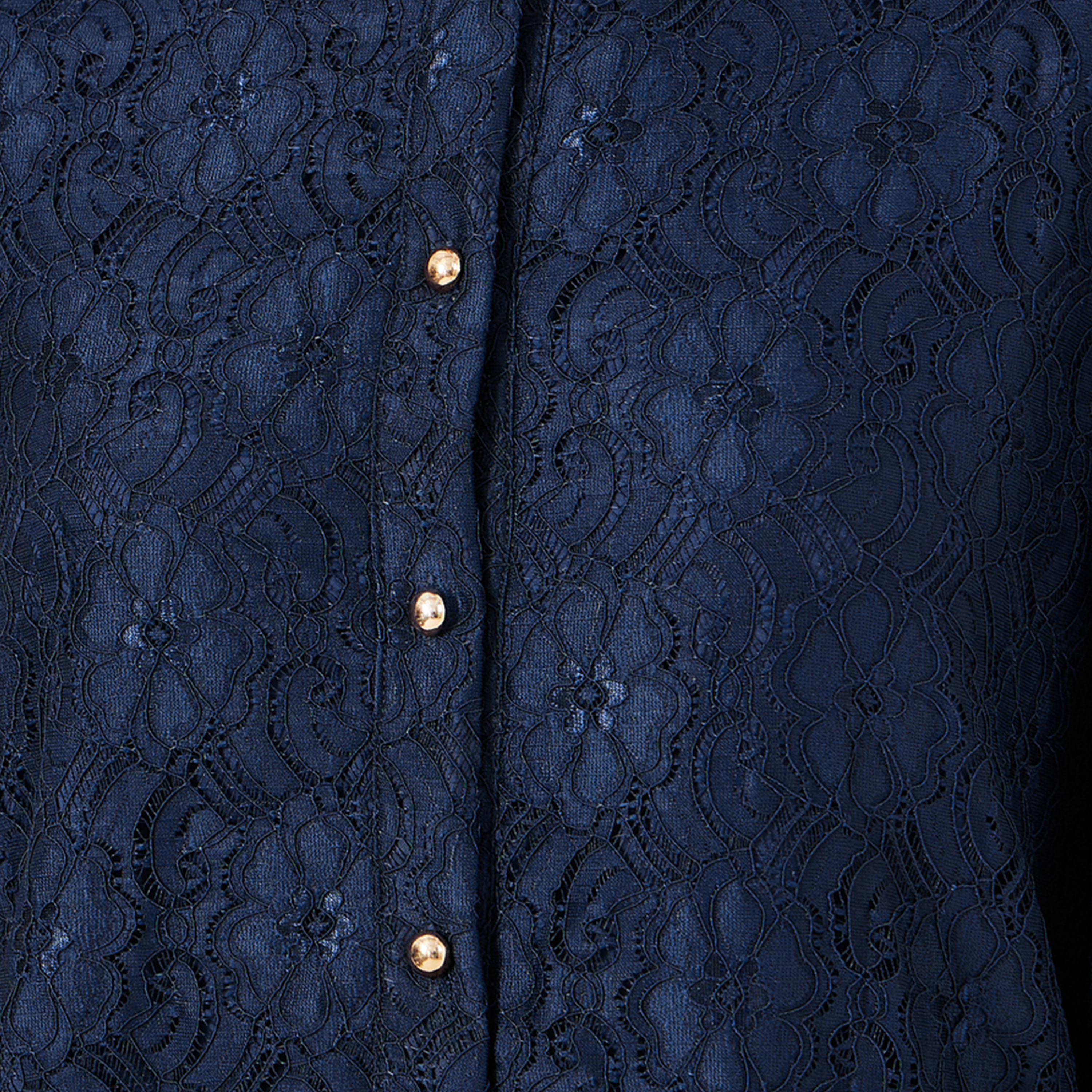 Styli Navy Blue Lace Spread Collar Blouse-women-clothing-shirtsandblouses-blouses-image-4