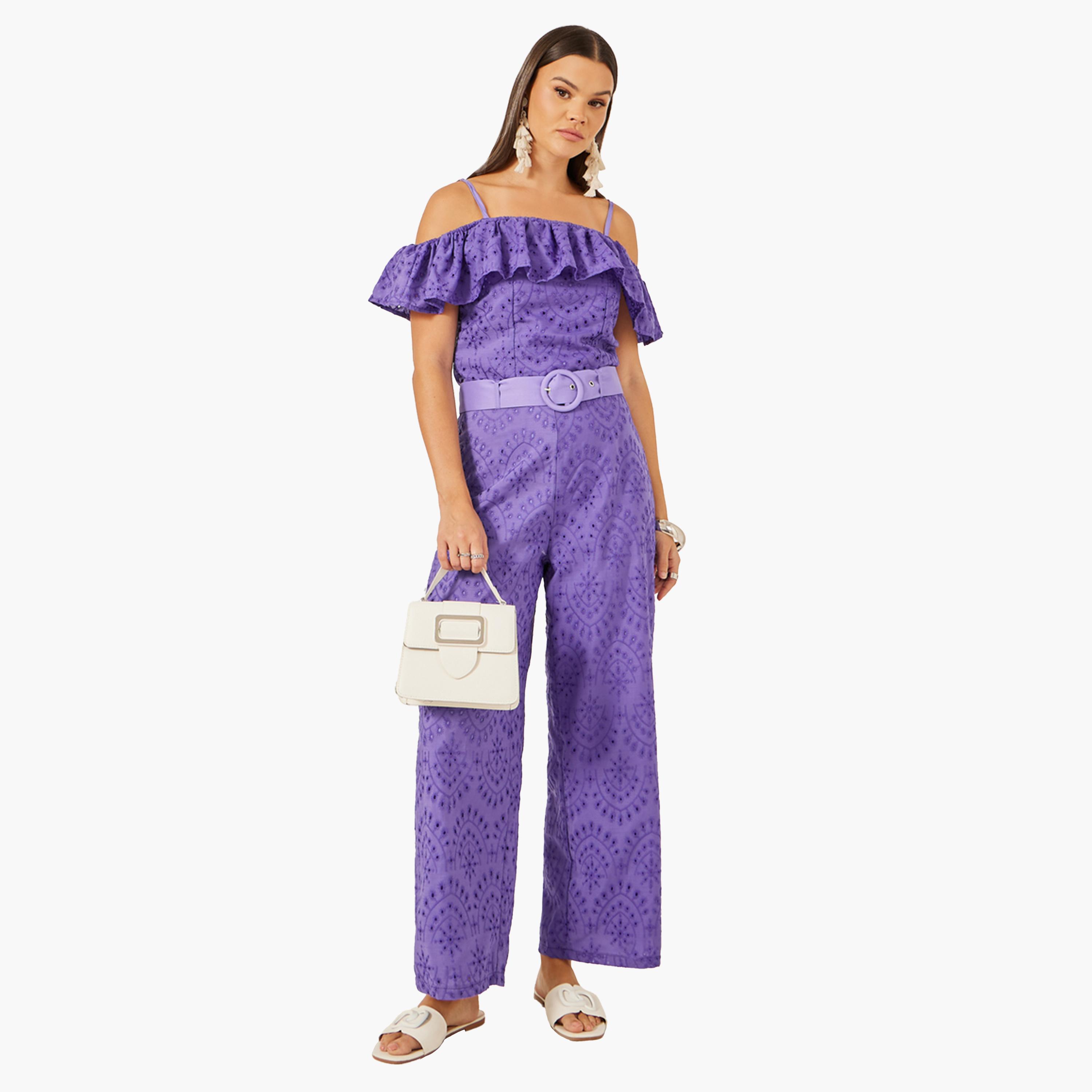 ستايلي-  بنطال واسع الساق من الدانتيل بالكامل-women-clothing-bottoms-trousers-image-2