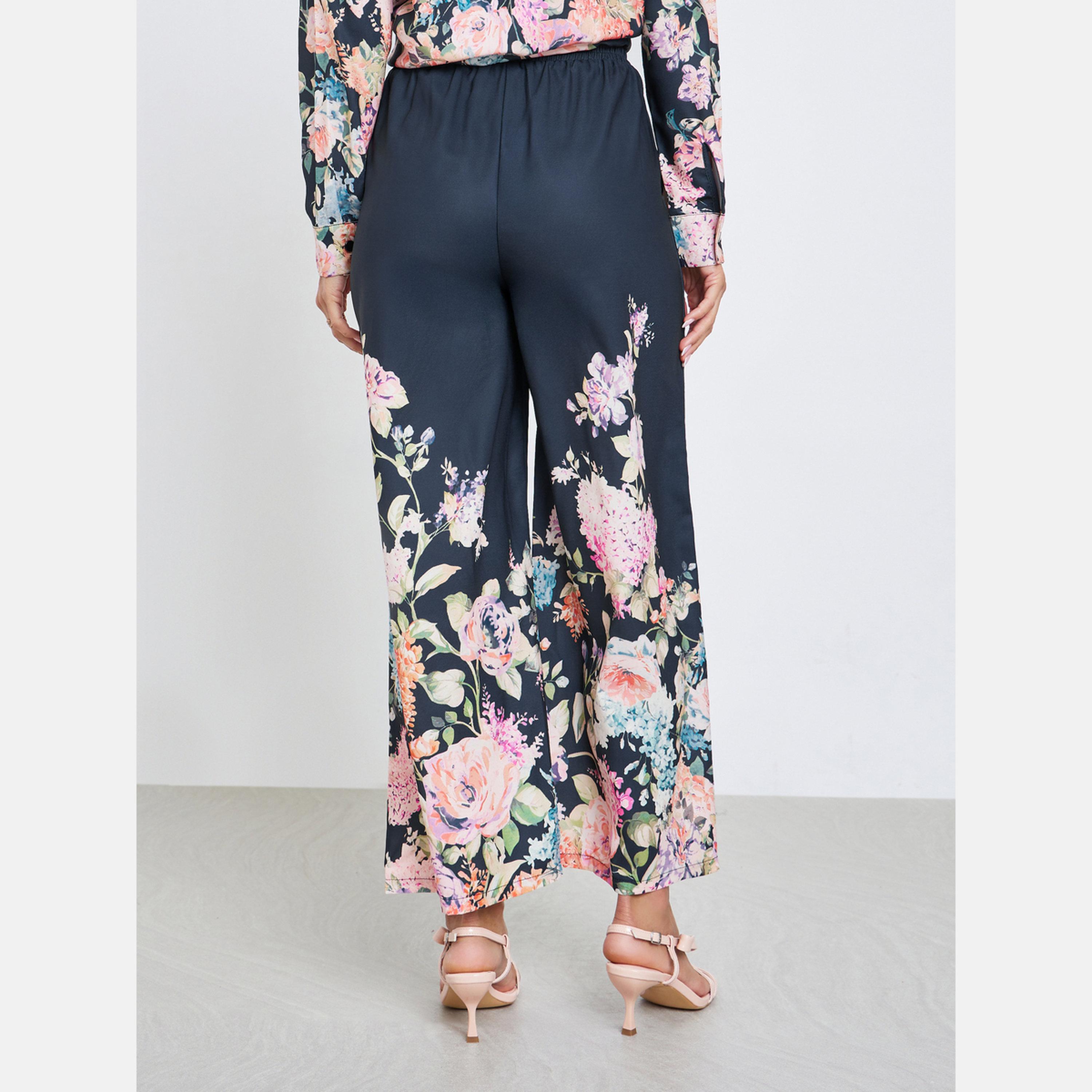 ستايلي - بنطال واسع الساق بطبعة زهور-women-clothing-bottoms-trousers-image-4