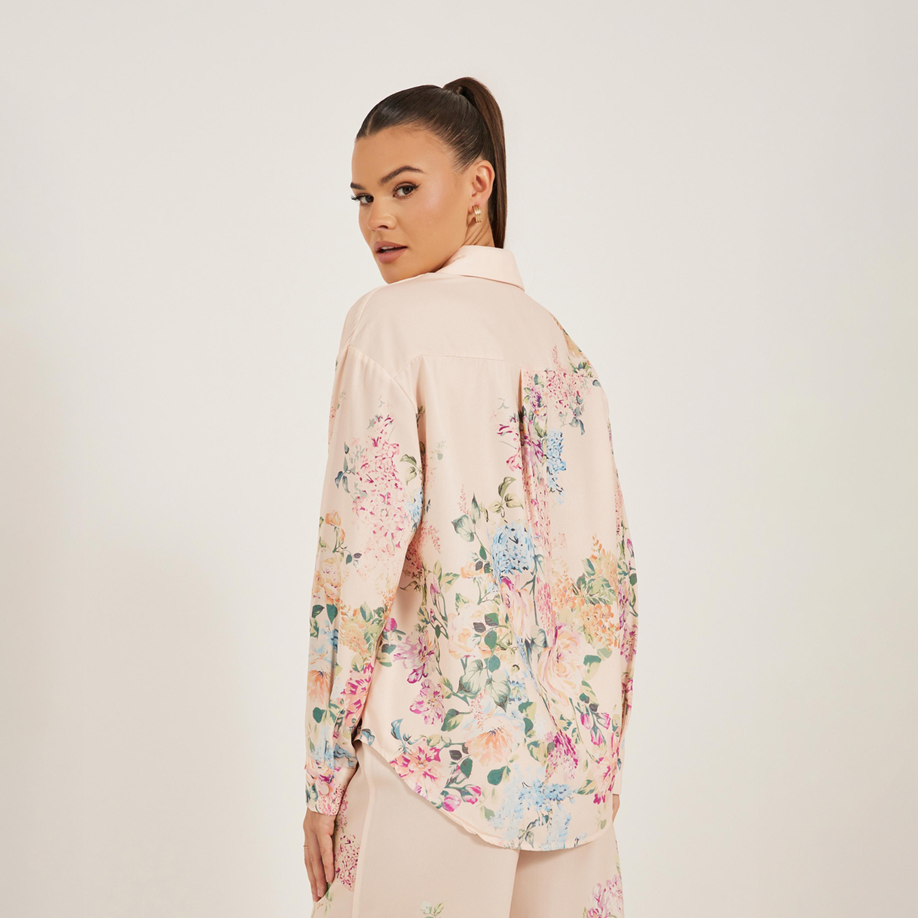 Styli Floral Print Button Down Spread Collar Shirt-women-clothing-shirtsandblouses-shirts-image-4