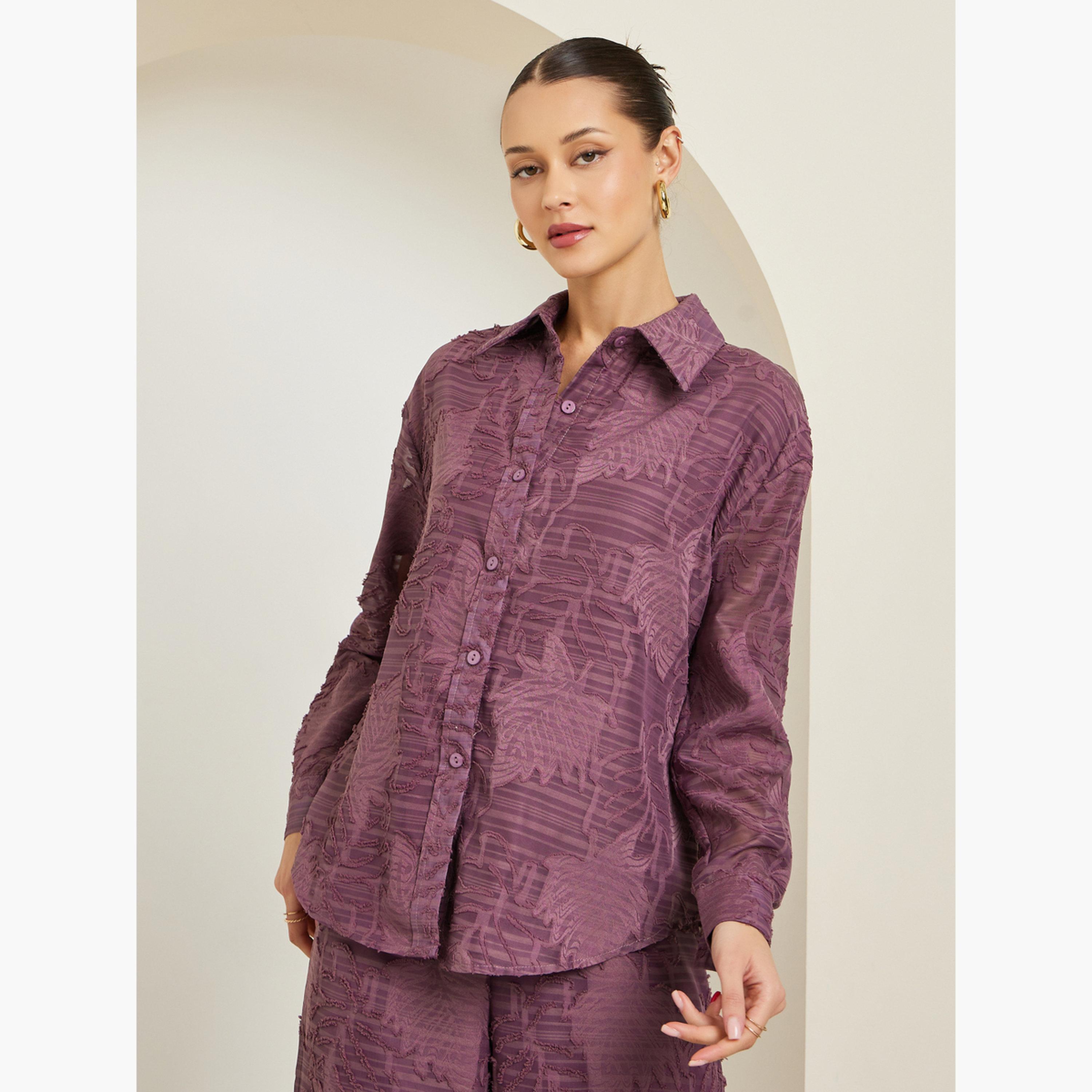 بلوزة طويلة بتفاصيل جاكار-women-clothing-shirtsandblouses-shirts-image-1