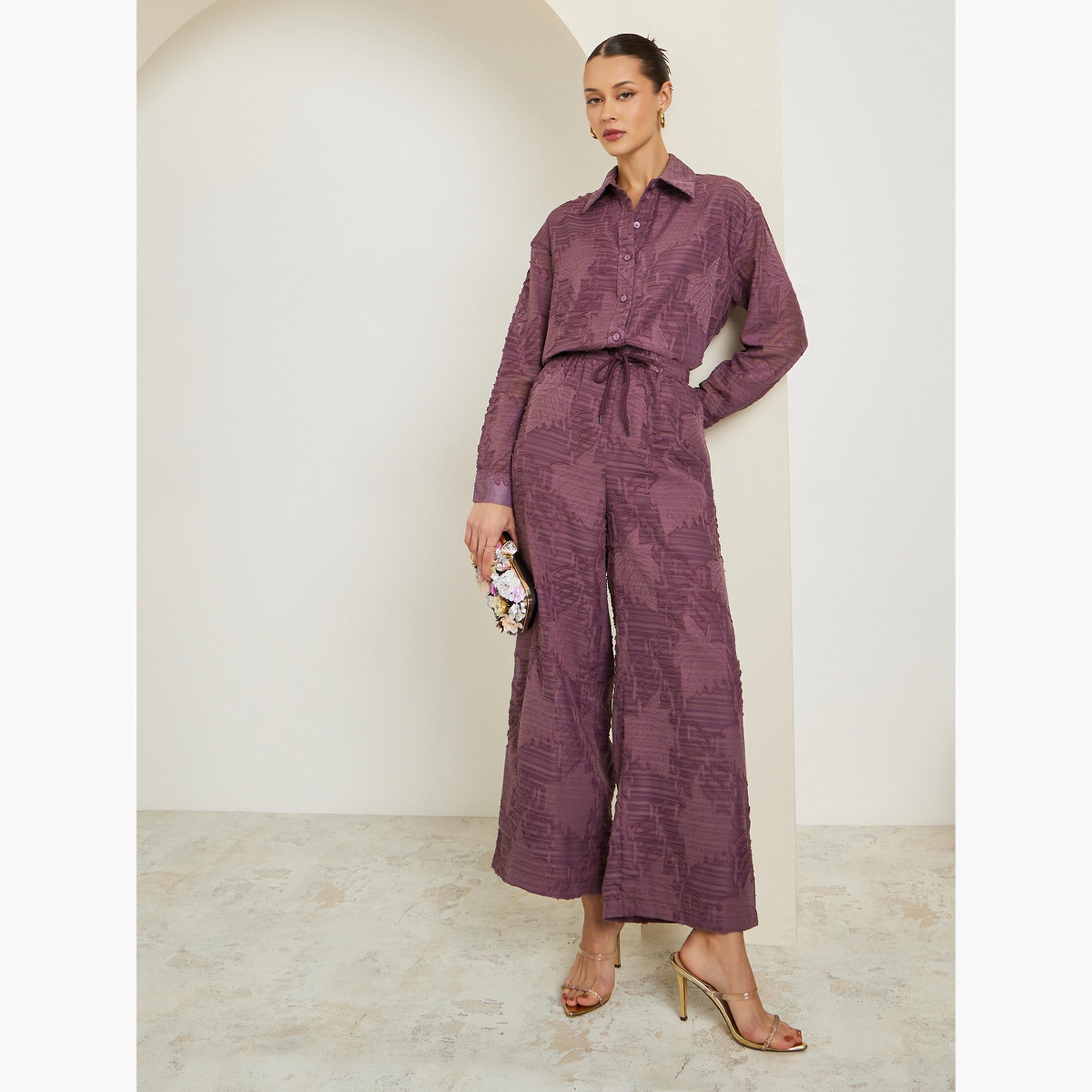 بلوزة طويلة بتفاصيل جاكار-women-clothing-shirtsandblouses-shirts-image-2