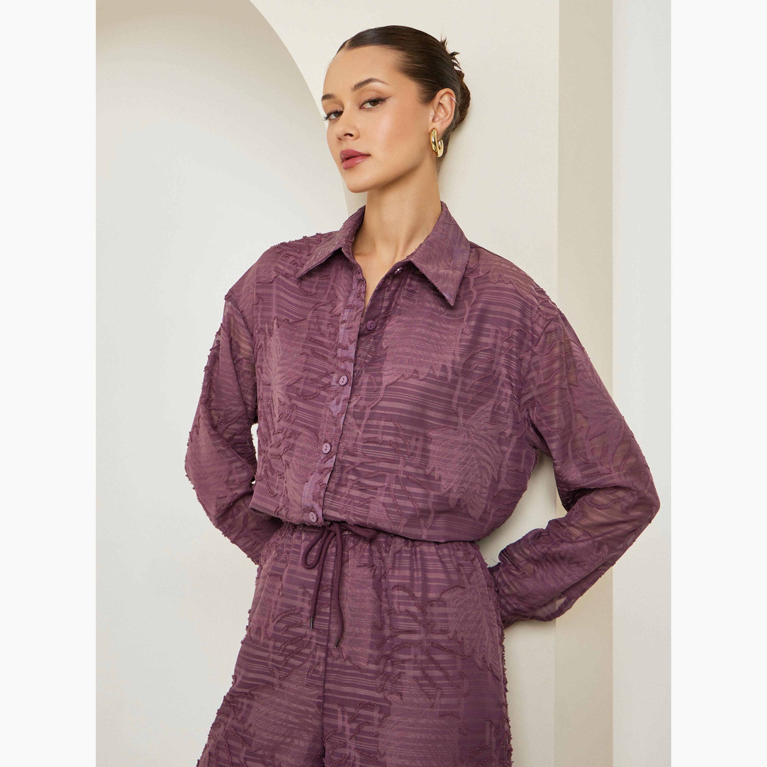 بلوزة طويلة بتفاصيل جاكار-women-clothing-shirtsandblouses-shirts-image-3
