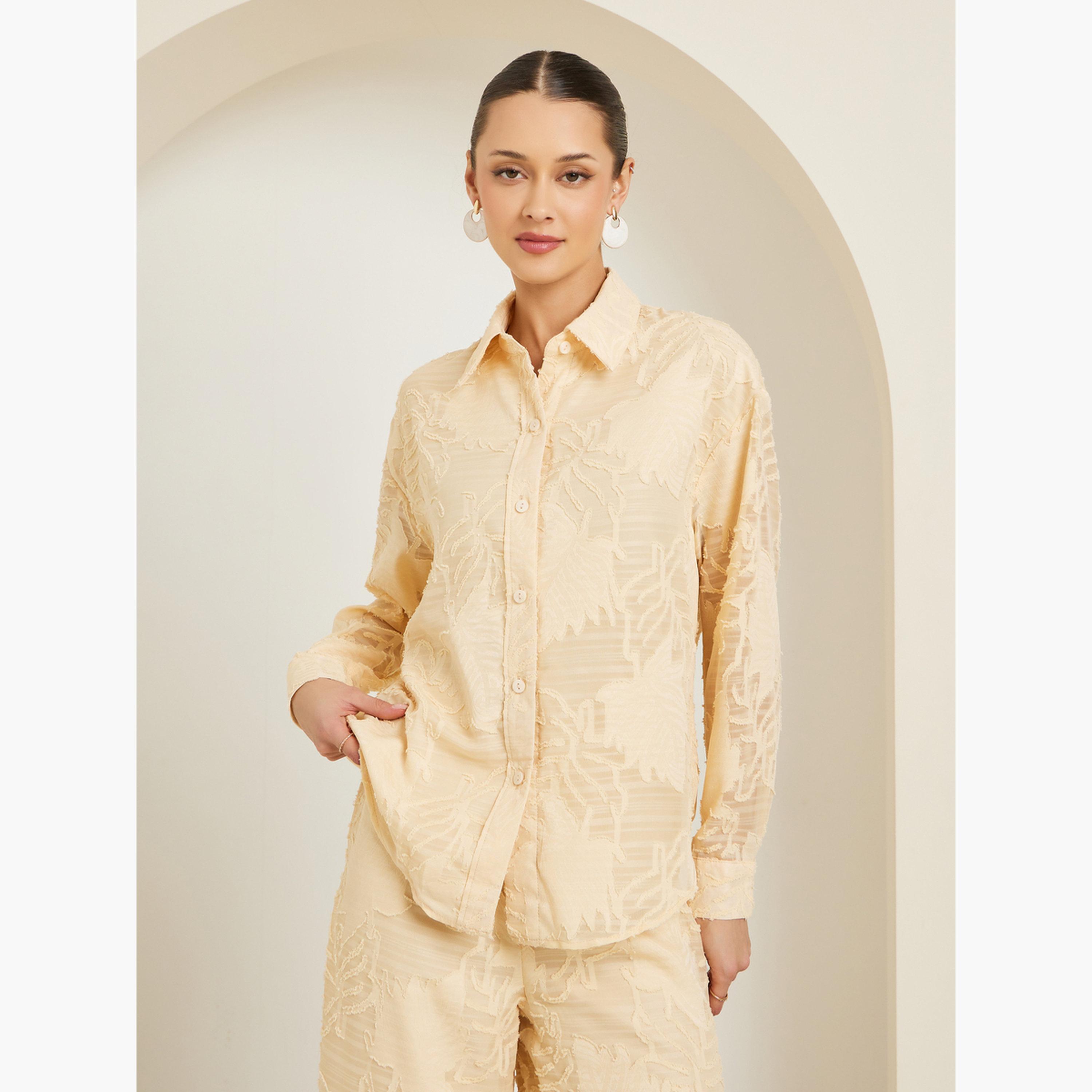 بلوزة طويلة بتفاصيل جاكار-women-clothing-shirtsandblouses-shirts-image-1