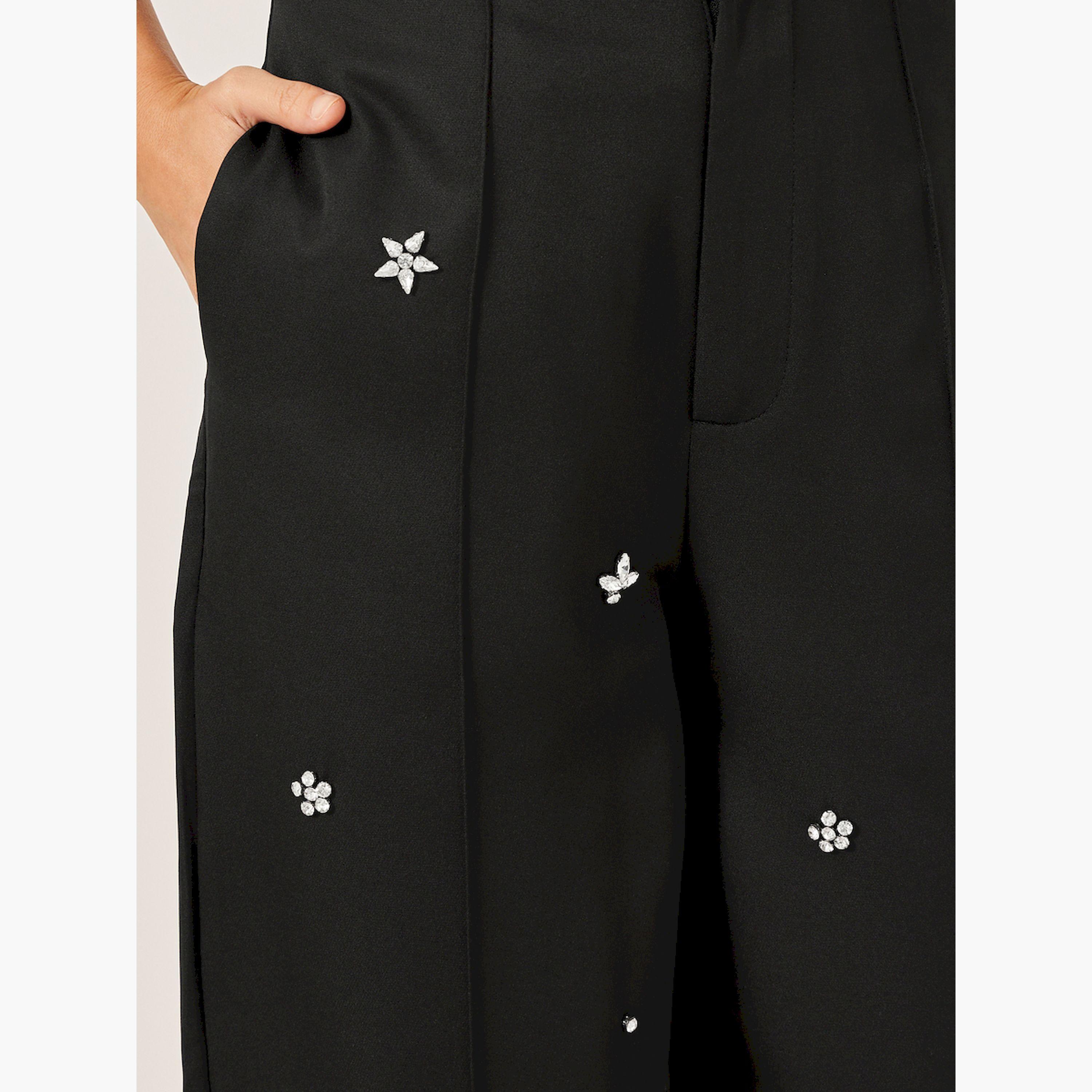 ستايلي - بنطال مطرز بخصر متوسط الارتفاع-women-clothing-bottoms-trousers-image-3