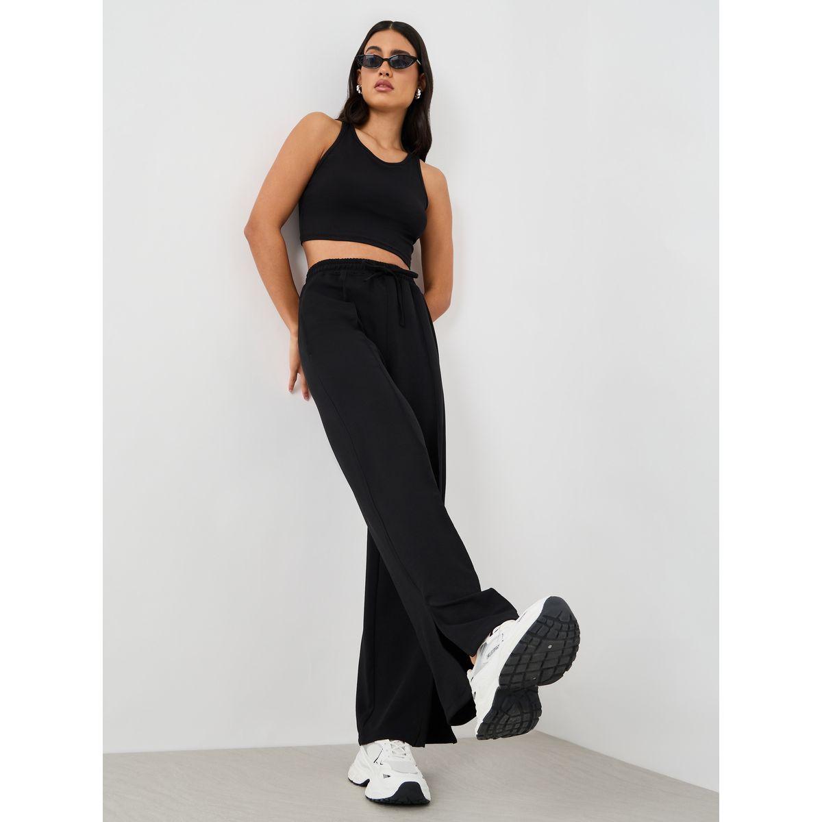 جوغر بأرجل واسعة وتفاصيل درزات مع شق-women-clothing-bottoms-joggers-image-1