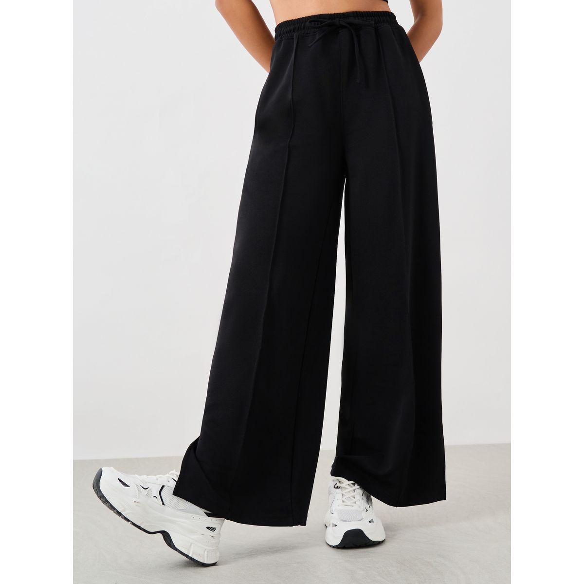 Styli Pin Tuck Wide Leg Joggers with Side Seam Slit-women-clothing-bottoms-joggers-image-2