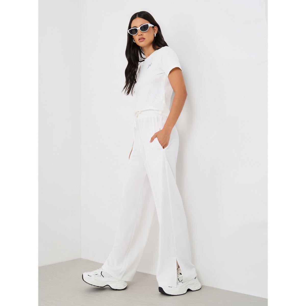 جوغر بأرجل واسعة وتفاصيل درزات مع شق-women-clothing-bottoms-joggers-image-1
