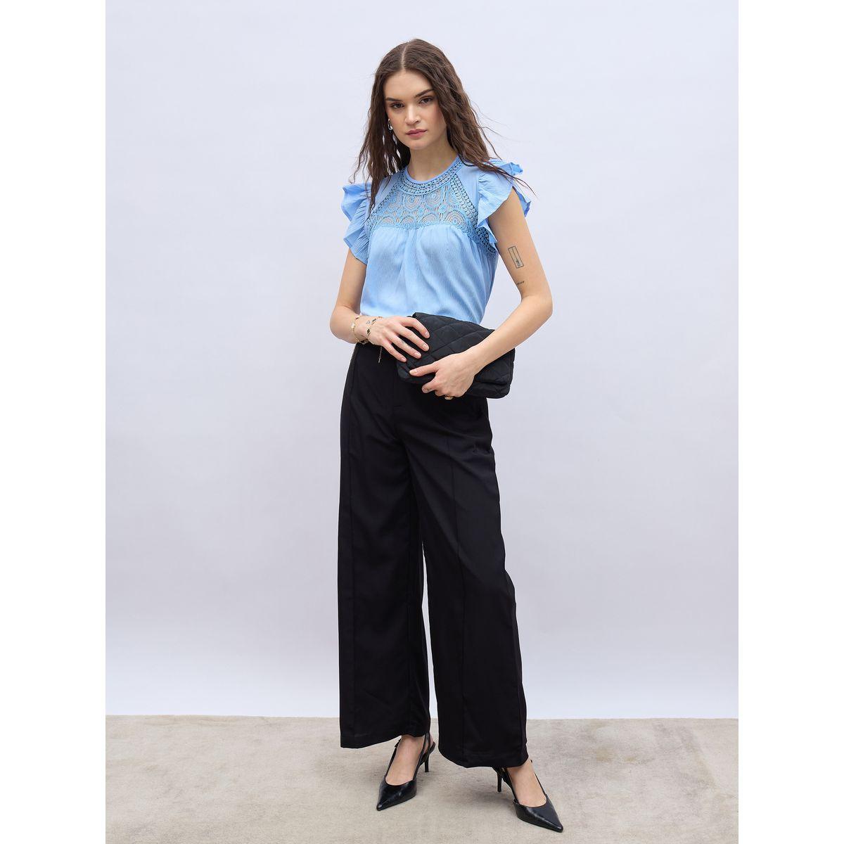 Styli Solid Tailored Wide Leg Pants with Pin Tuck Detail-women-clothing-bottoms-trousers-image-1