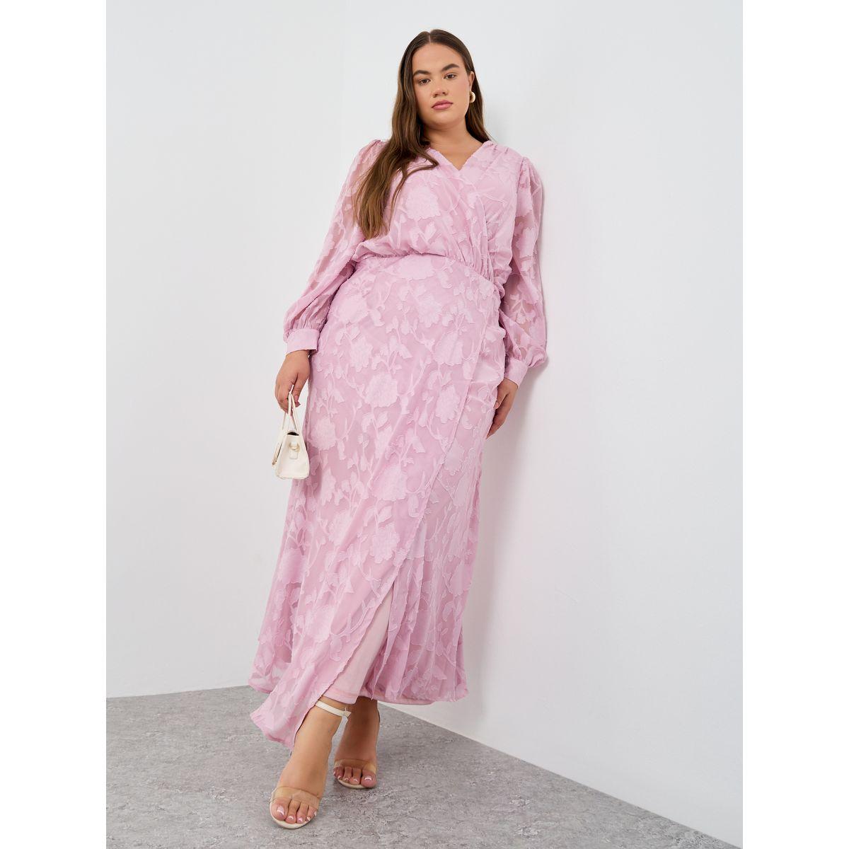فستان طويل بمقاس كبير وأكمام بالون-women-clothing-dresses-image-1