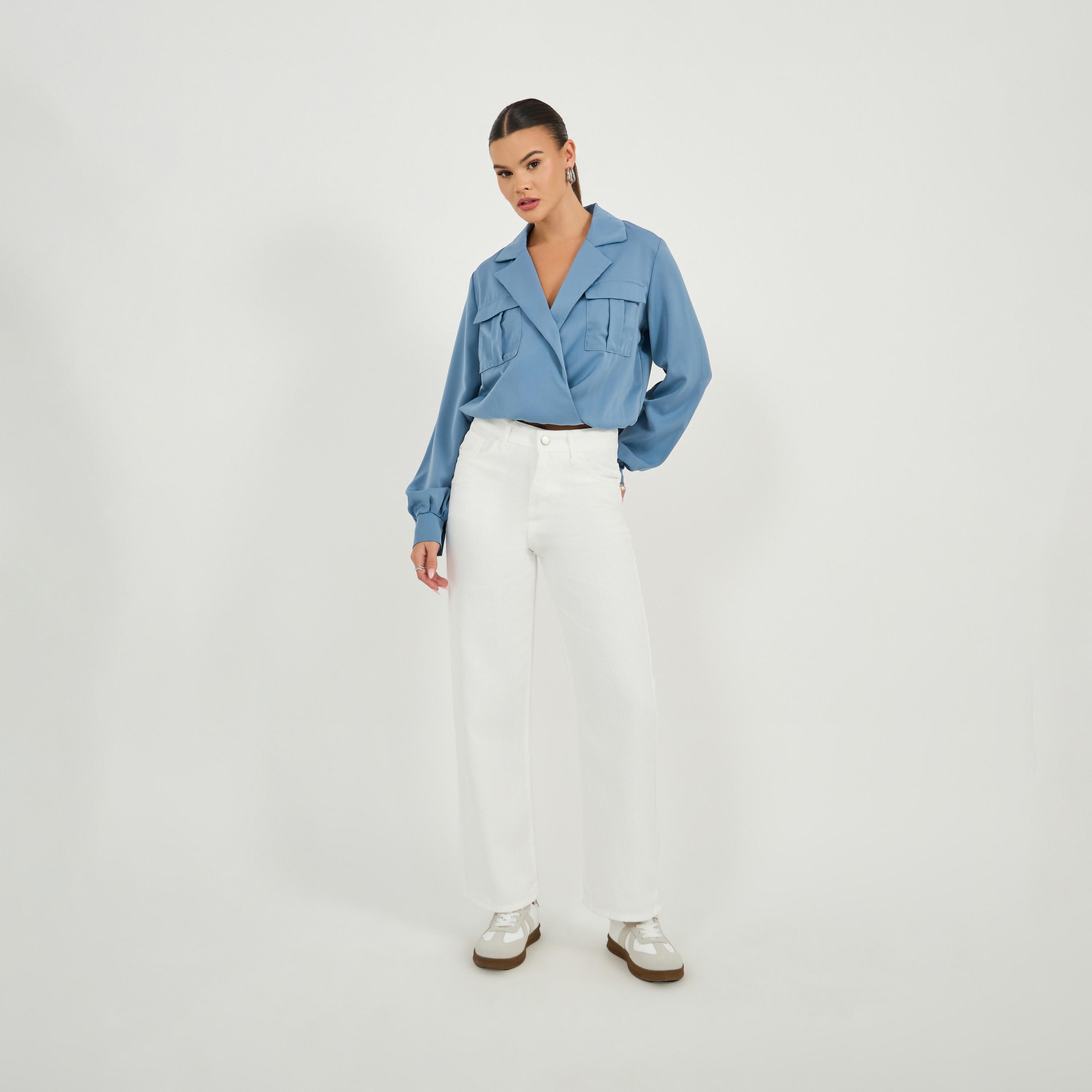Styli Wrap Notch Collar Blouse With Pocket Detail-women-clothing-shirtsandblouses-blouses-image-2