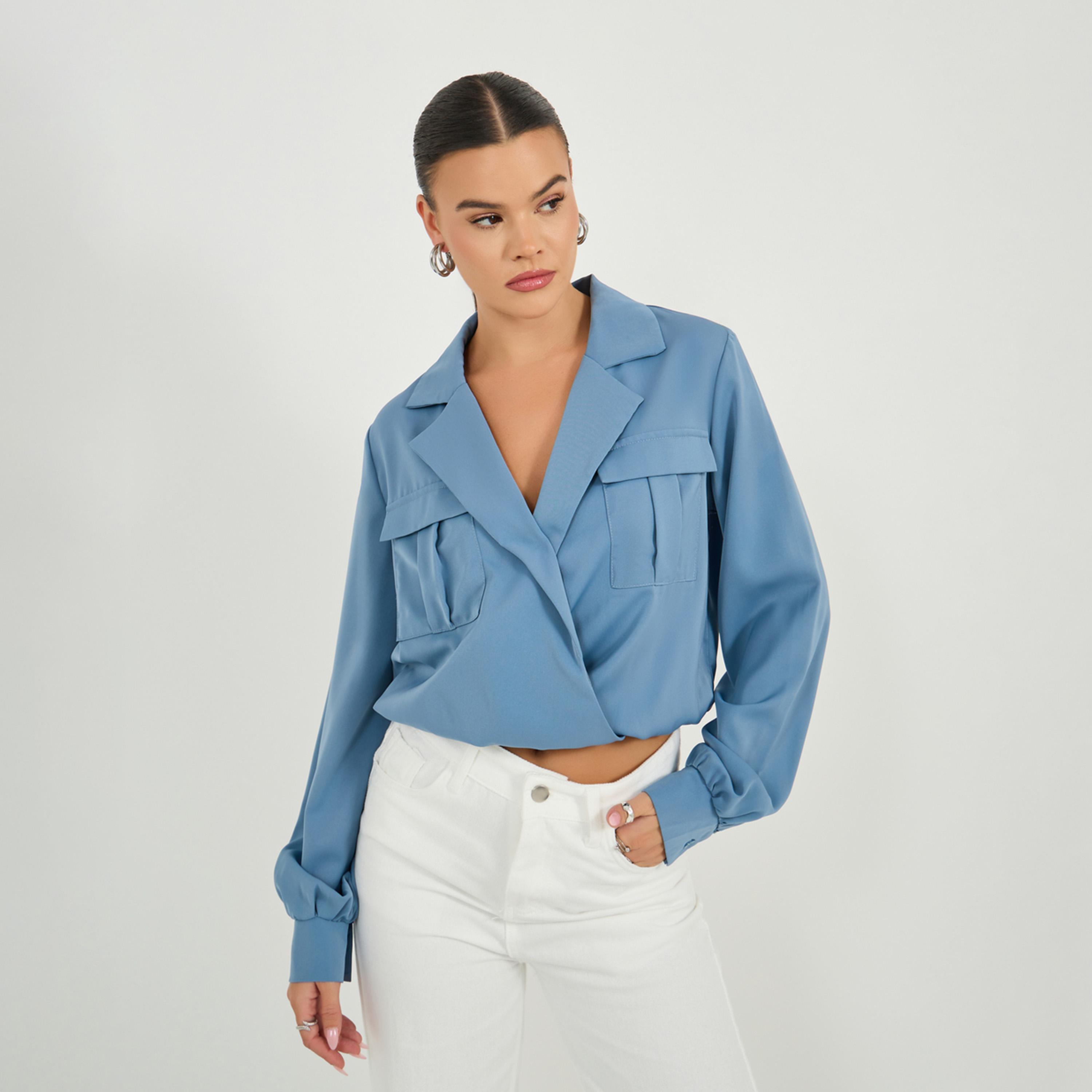Styli Wrap Notch Collar Blouse With Pocket Detail-women-clothing-shirtsandblouses-blouses-image-3