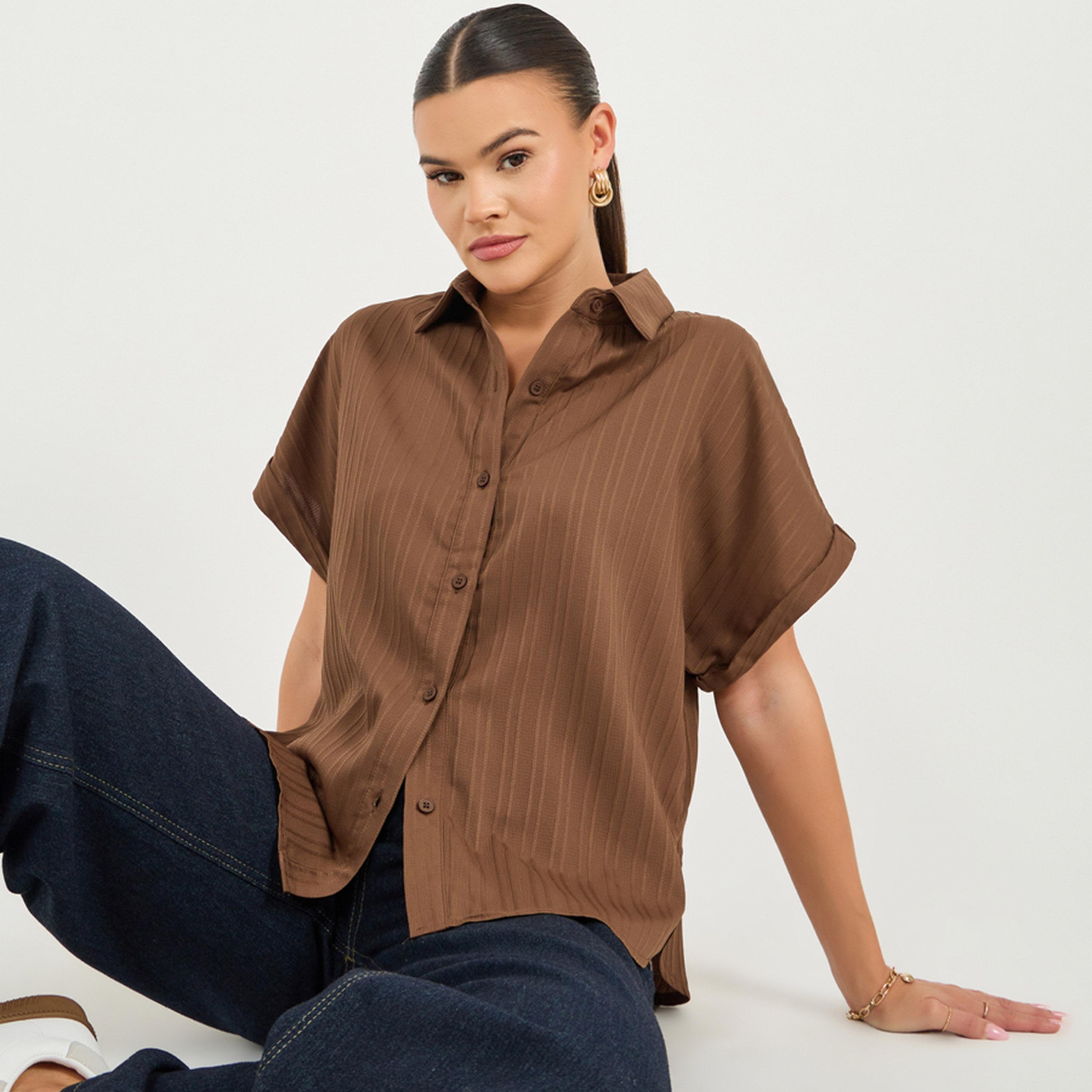 ستايلي - قميص مزخرف بأكمام قصيرة-women-clothing-shirtsandblouses-shirts-image-1
