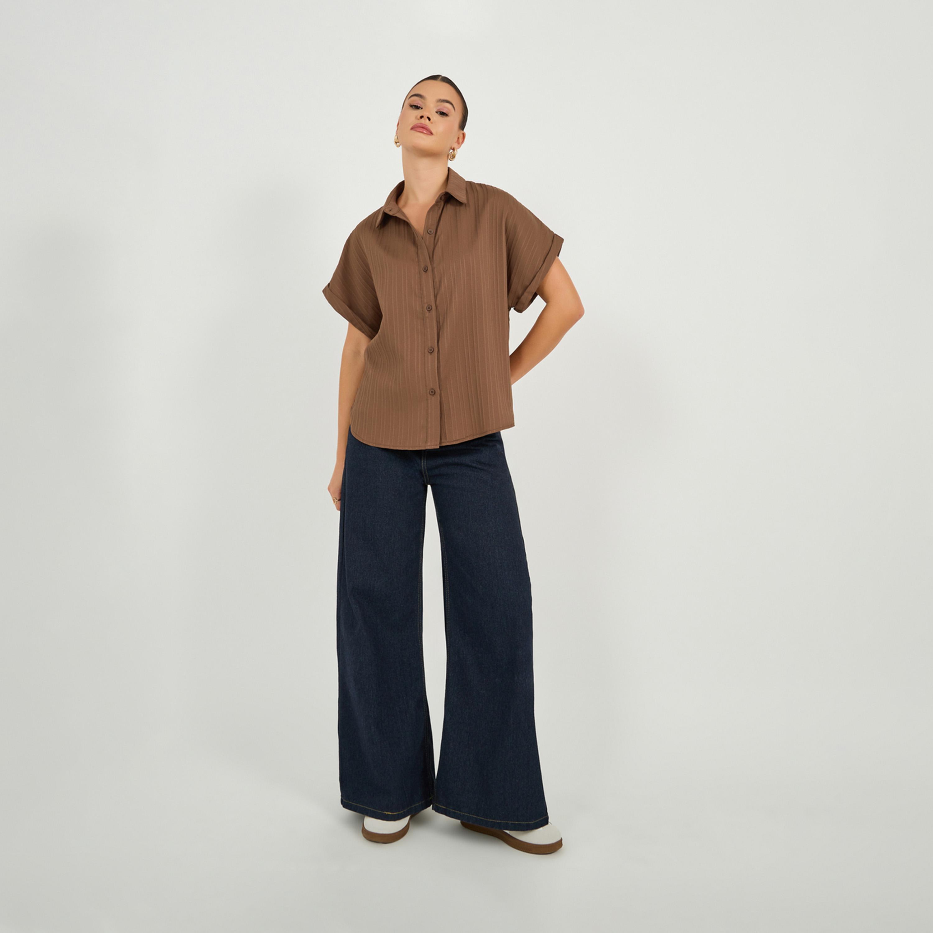 Styli Textured Extended short sleeve shirt-women-clothing-shirtsandblouses-shirts-image-2