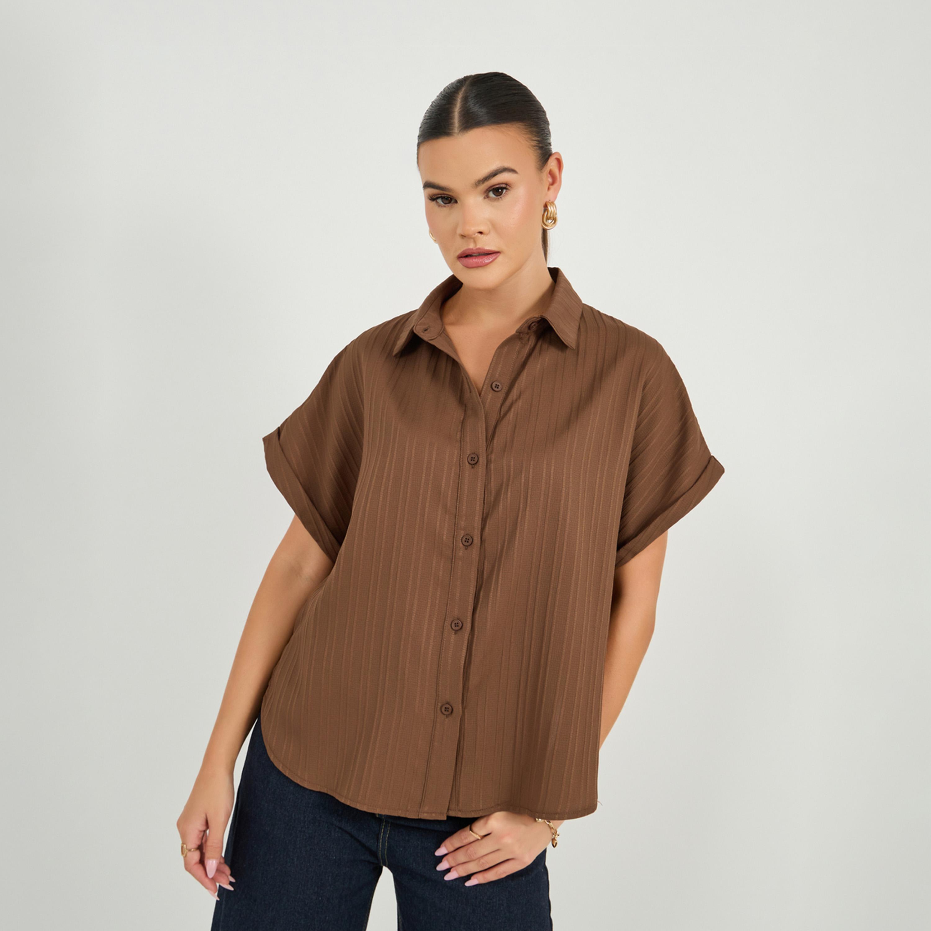 ستايلي - قميص مزخرف بأكمام قصيرة-women-clothing-shirtsandblouses-shirts-image-3