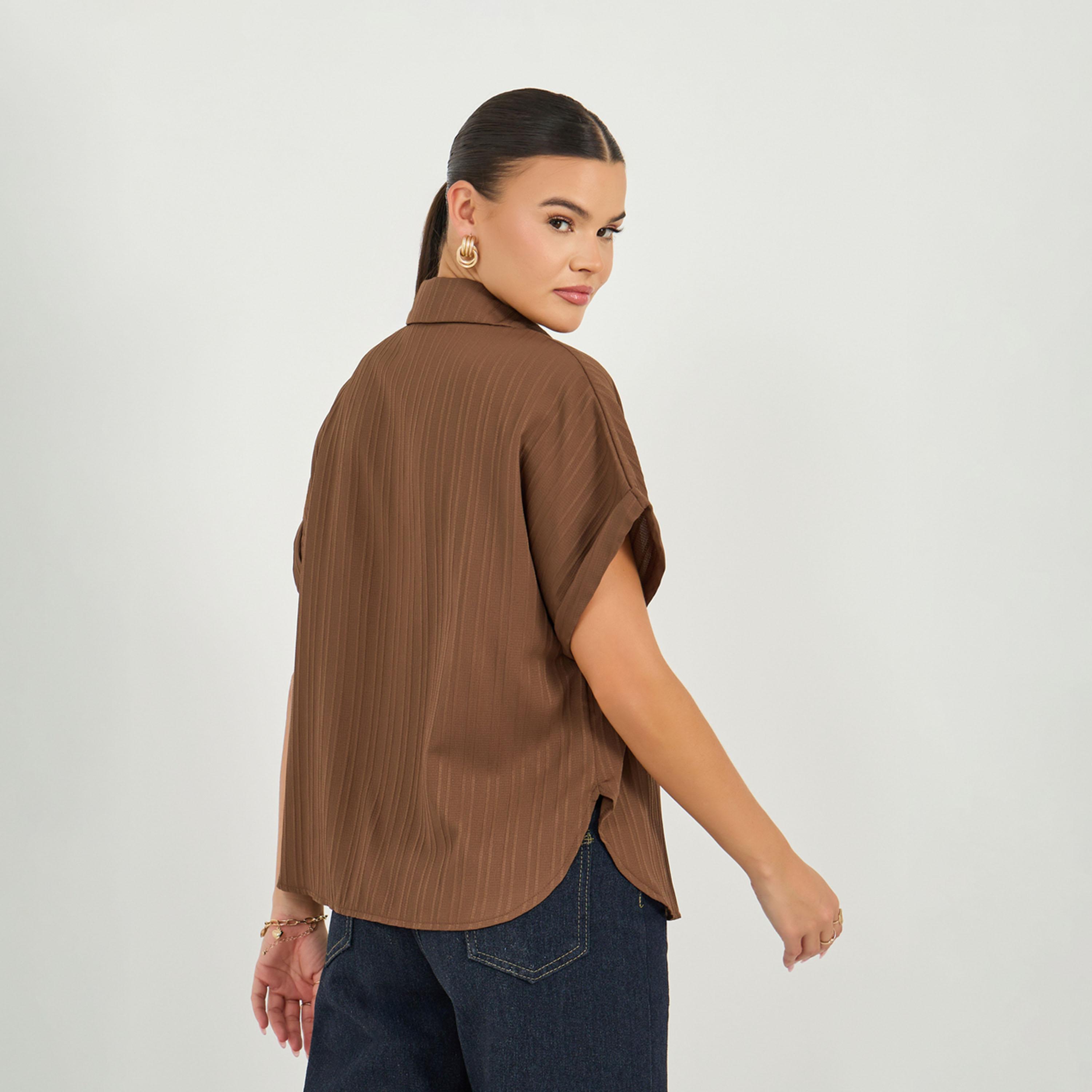Styli Textured Extended short sleeve shirt-women-clothing-shirtsandblouses-shirts-image-5