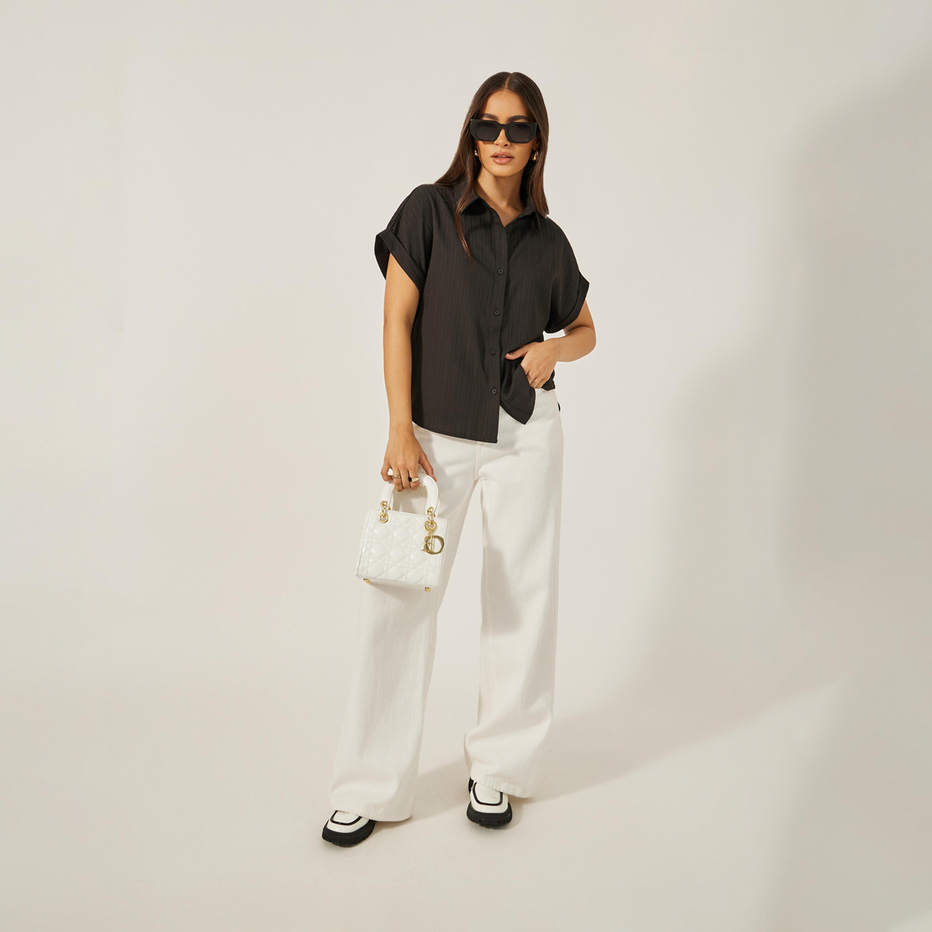 ستايلي - قميص مزخرف بأكمام قصيرة-women-clothing-shirtsandblouses-shirts-image-2