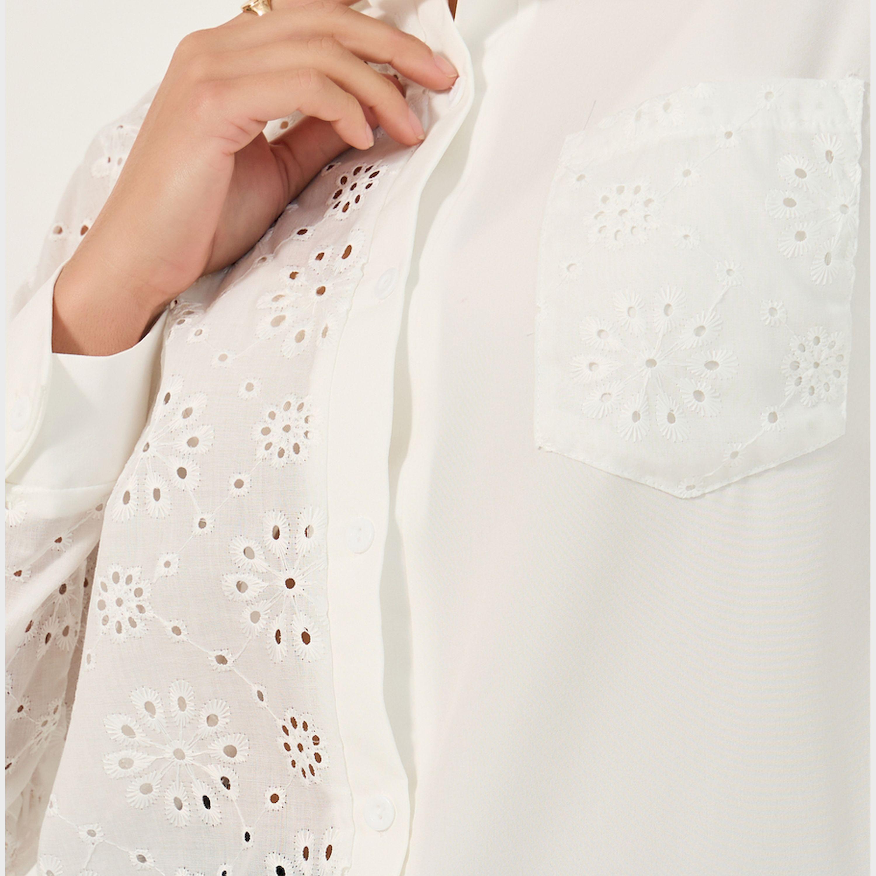 Styli Schiffli Regular Fit Spread Collar Shirt With Pocket-women-clothing-shirtsandblouses-shirts-image-4