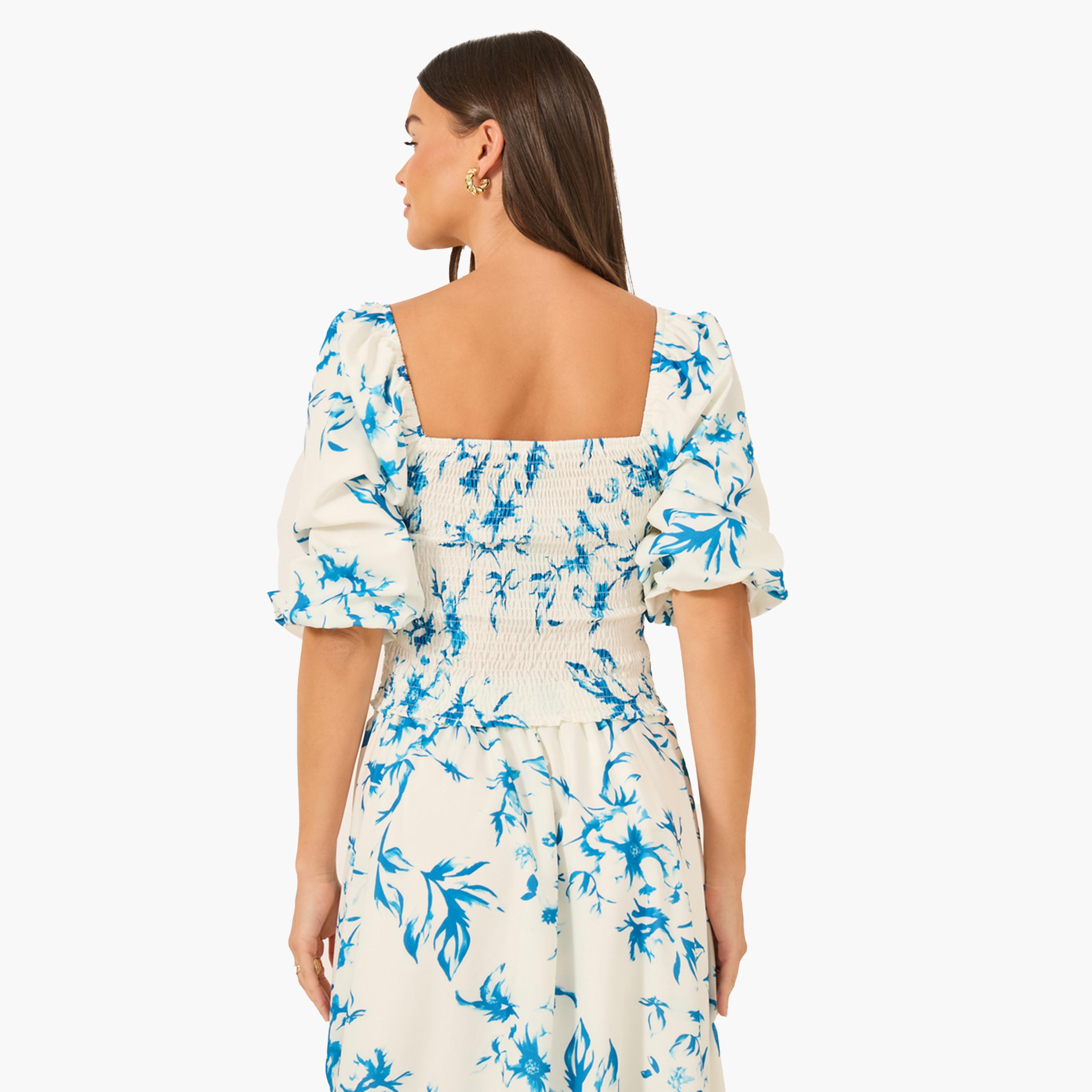 ستايلي-  بلوزة بأكمام منتفخة وطبعة زهور-women-clothing-shirtsandblouses-blouses-image-4