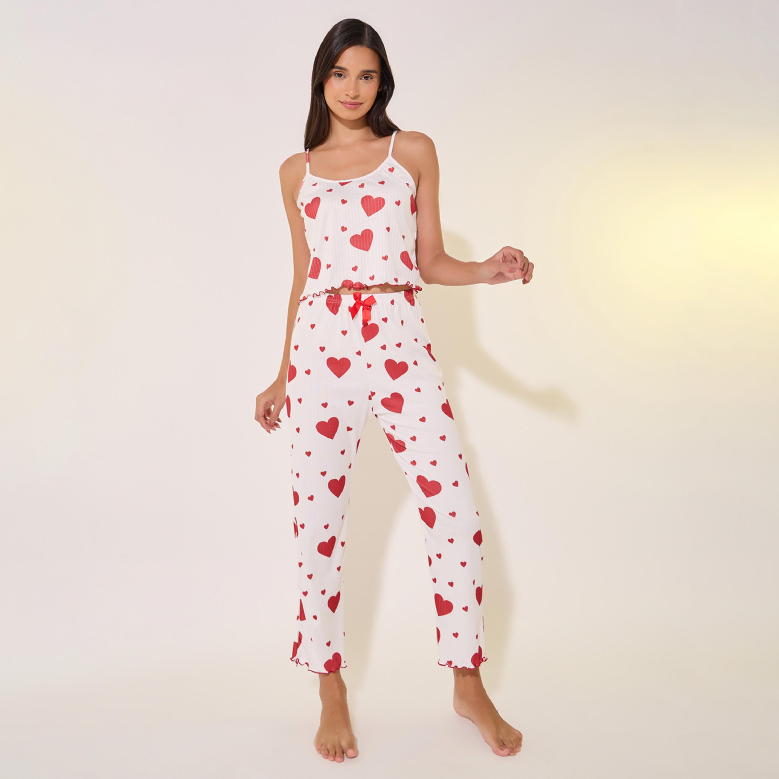 طقم من بنطال بيجاما مع بلوزة كامي-women-clothing-nightwear-pyjamas-longsets-image-1
