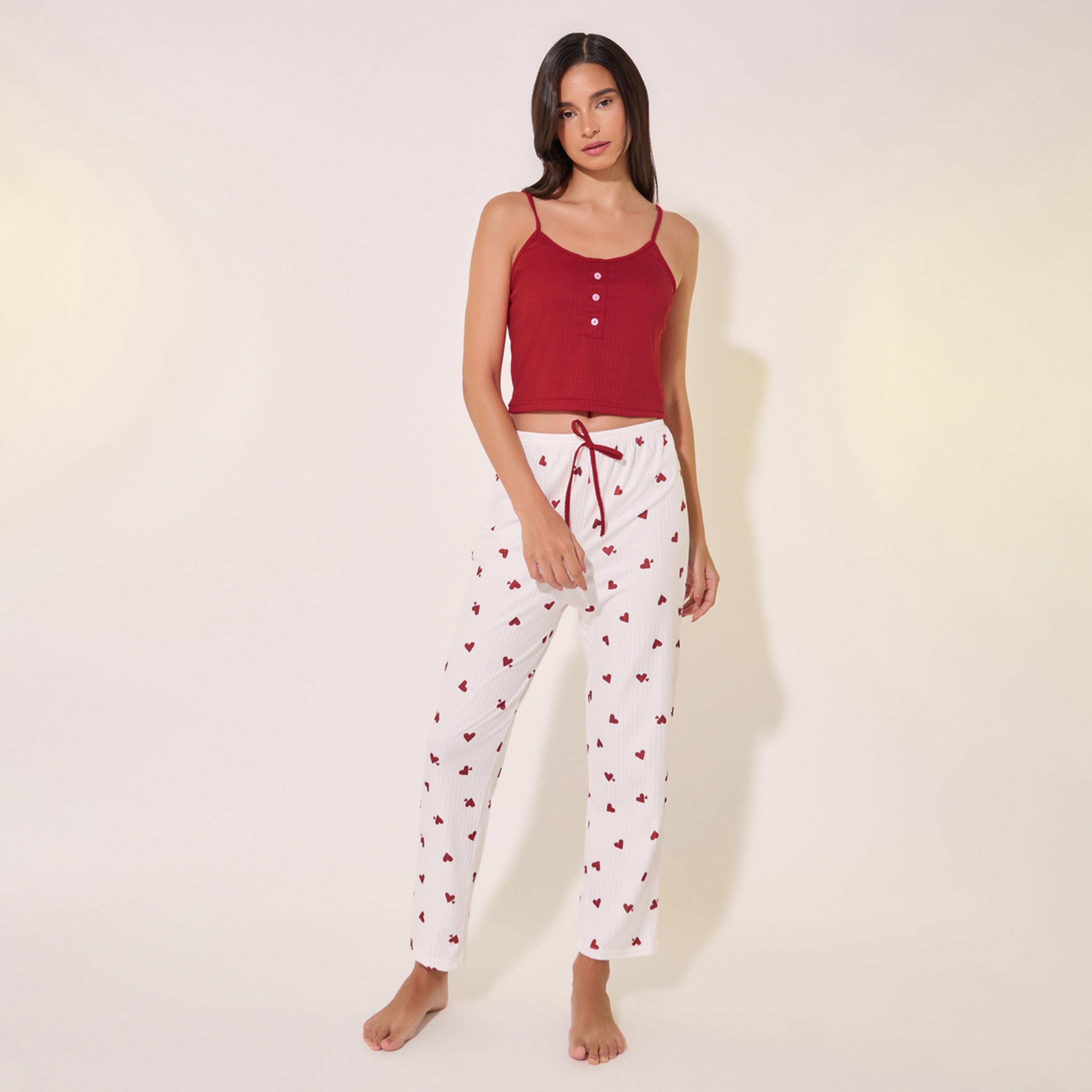 مجموعة من 3 بنطال بيجاما وشورت مع بلوزة كامي-women-clothing-nightwear-pyjamas-longsets-image-1