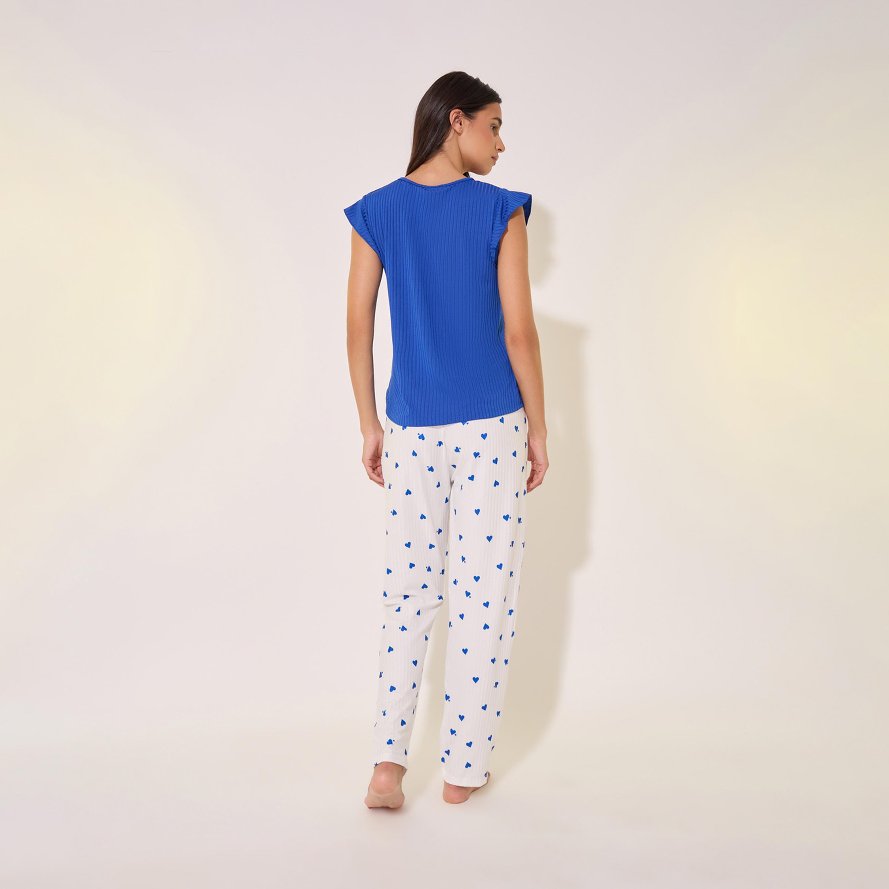 طقم من بنطال بيجاما وتيشيرت بأكمام قصيرة-women-clothing-nightwear-pyjamas-longsets-image-5