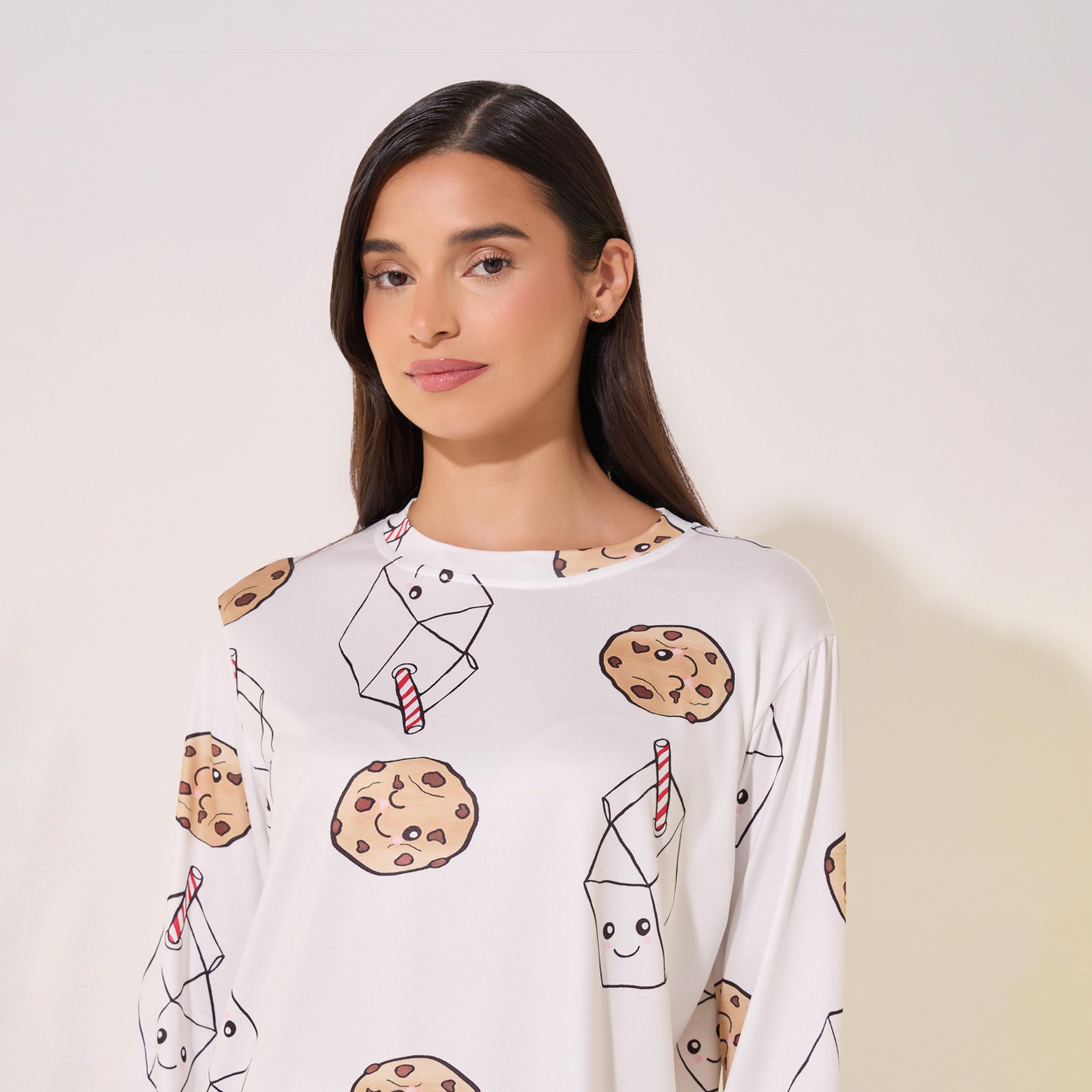 Take Two All-Over Print Round Neck T-Shirt and Pyjama Set-women-clothing-nightwear-pyjamas-longsets-image-3