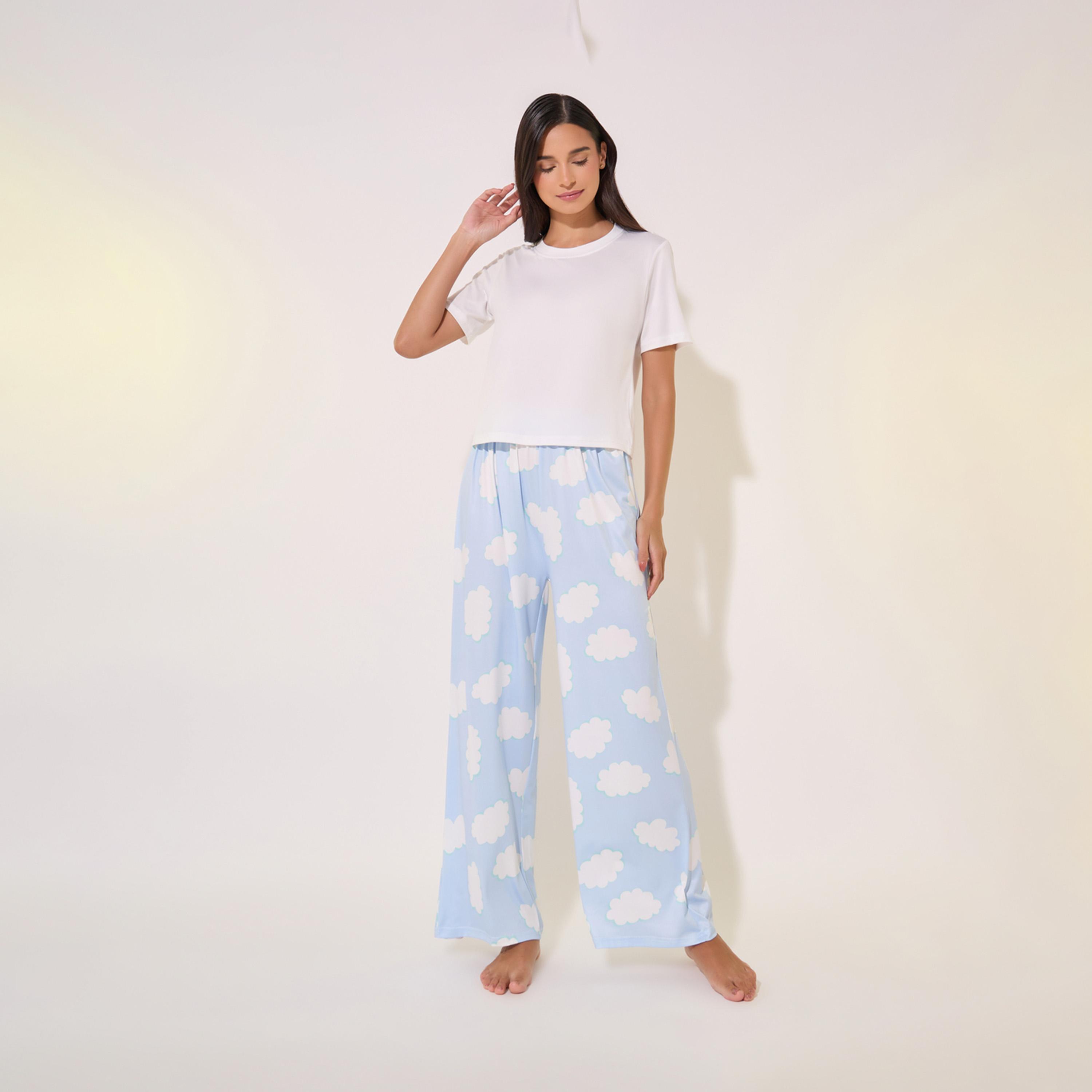 Take Two Solid Round Neck T-Shirt and Printed Pyjama Set-women-clothing-nightwear-pyjamas-longsets-image-1