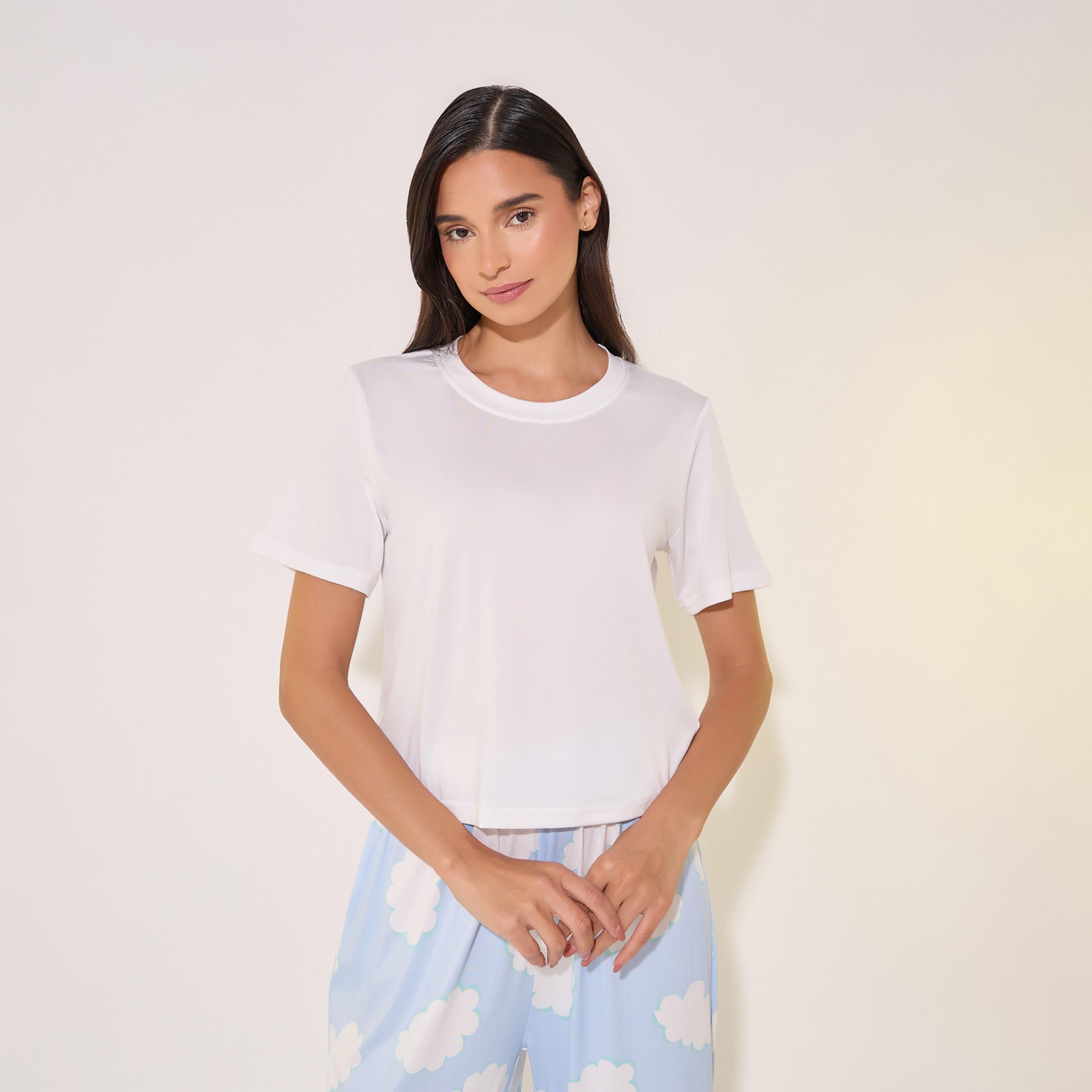 Take Two Solid Round Neck T-Shirt and Printed Pyjama Set-women-clothing-nightwear-pyjamas-longsets-image-2