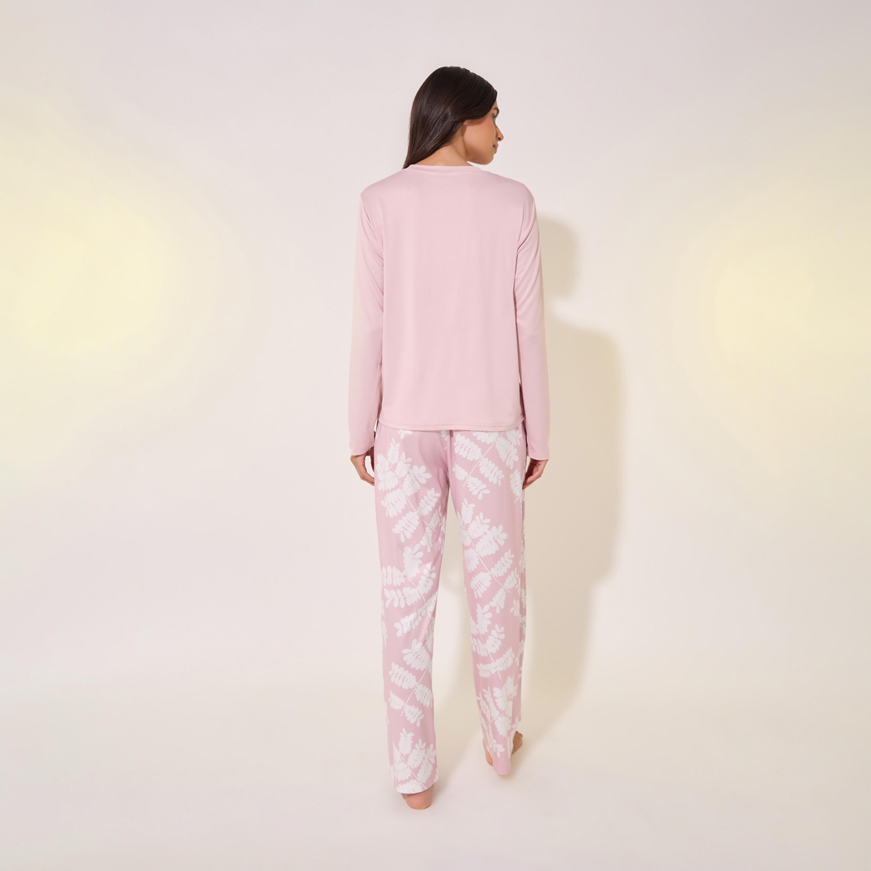 Take Two Solid Round Neck T-Shirt and Printed Pyjama Set-women-clothing-nightwear-pyjamas-longsets-image-5