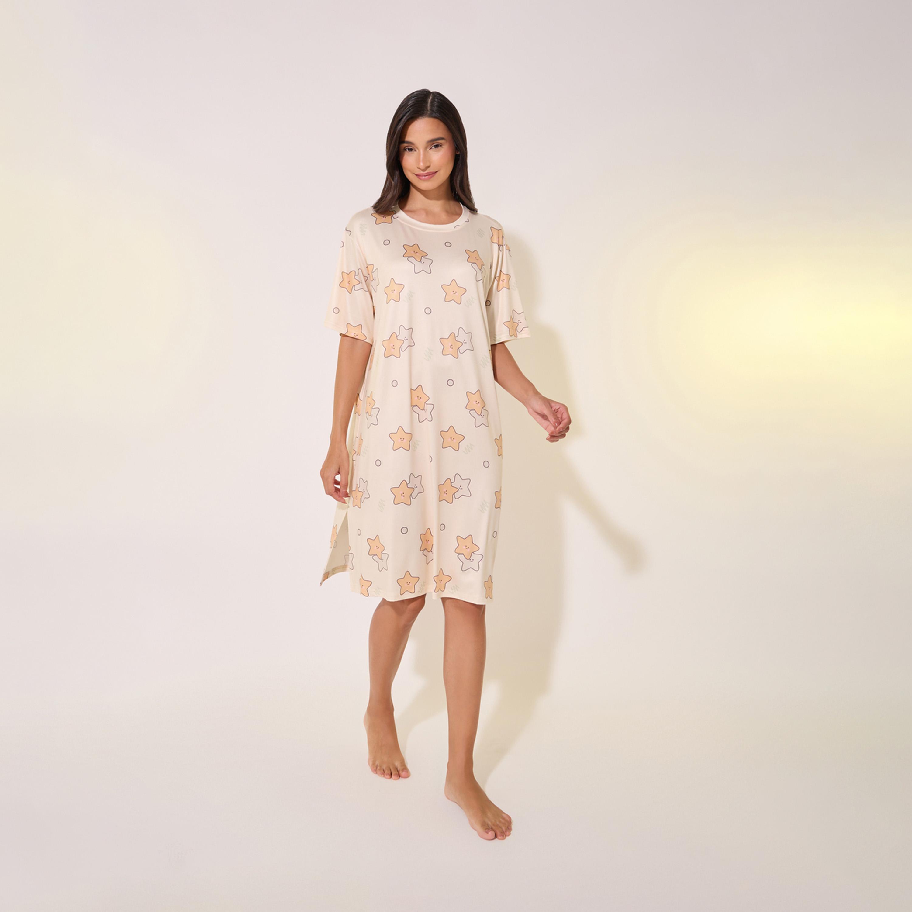 قميص نوم مطبع بالكامل بياقة دائرية-women-clothing-nightwear-nighties-image-1