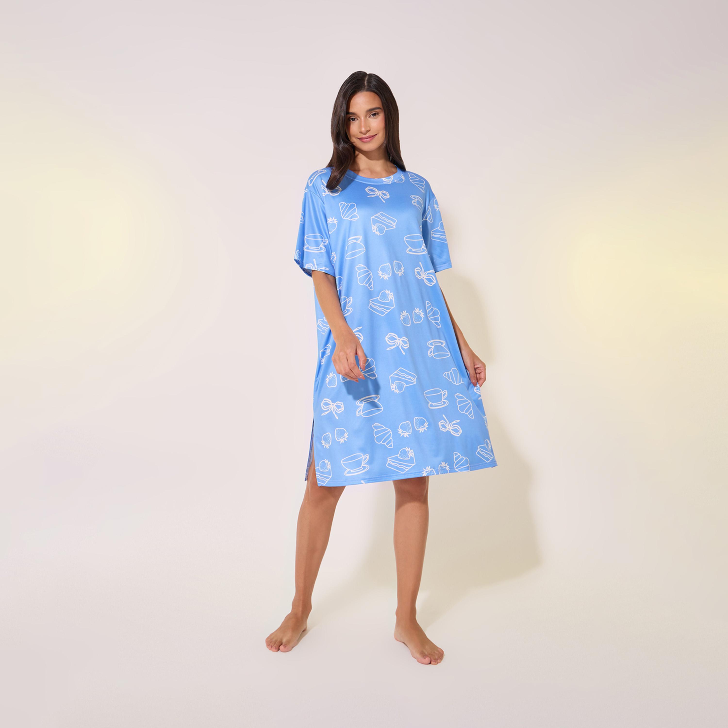 قميص نوم مطبع بالكامل بياقة دائرية-women-clothing-nightwear-nighties-image-1