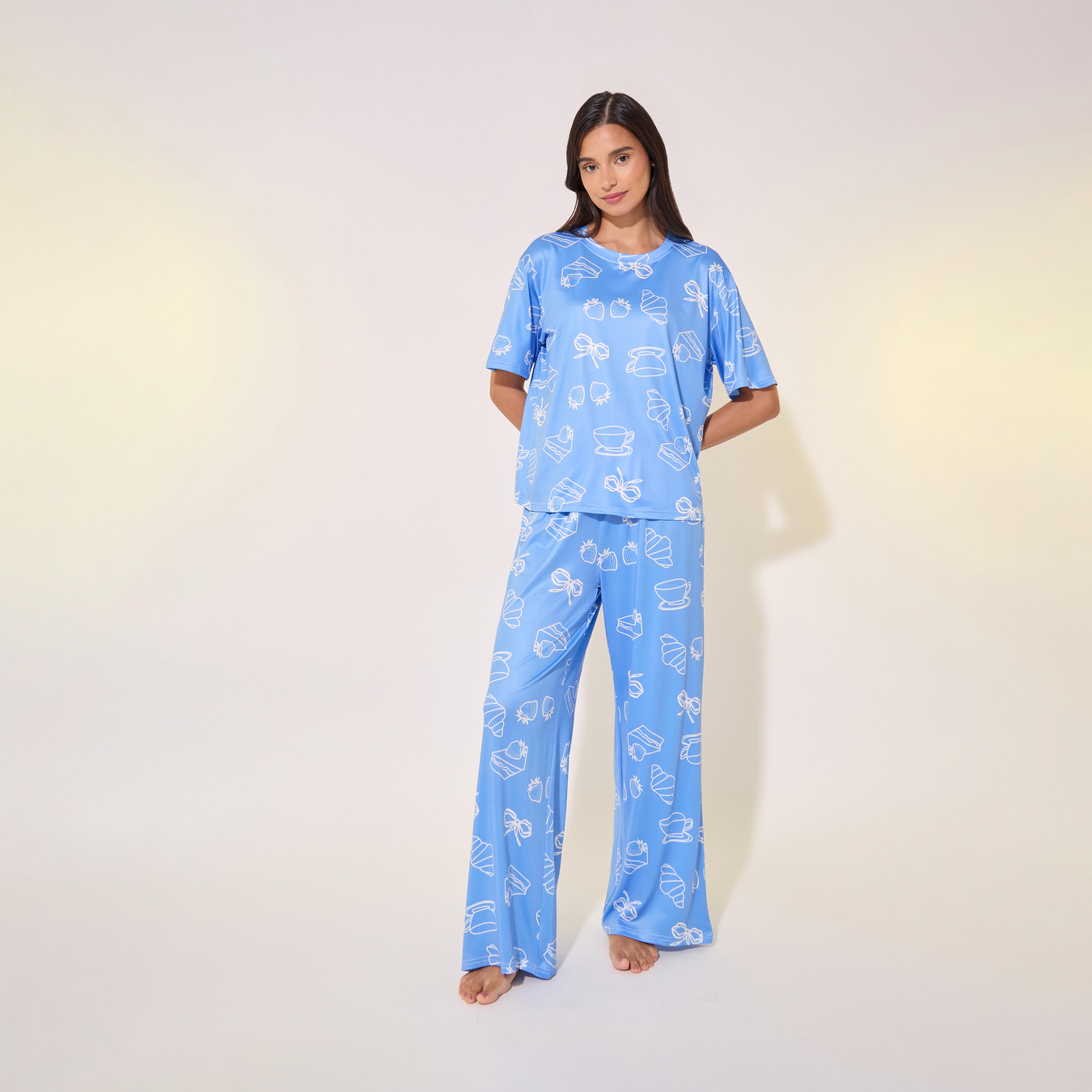 Take Two All-Over Print Oversized T-Shirt and Pyjama Set-women-clothing-nightwear-pyjamas-longsets-image-1