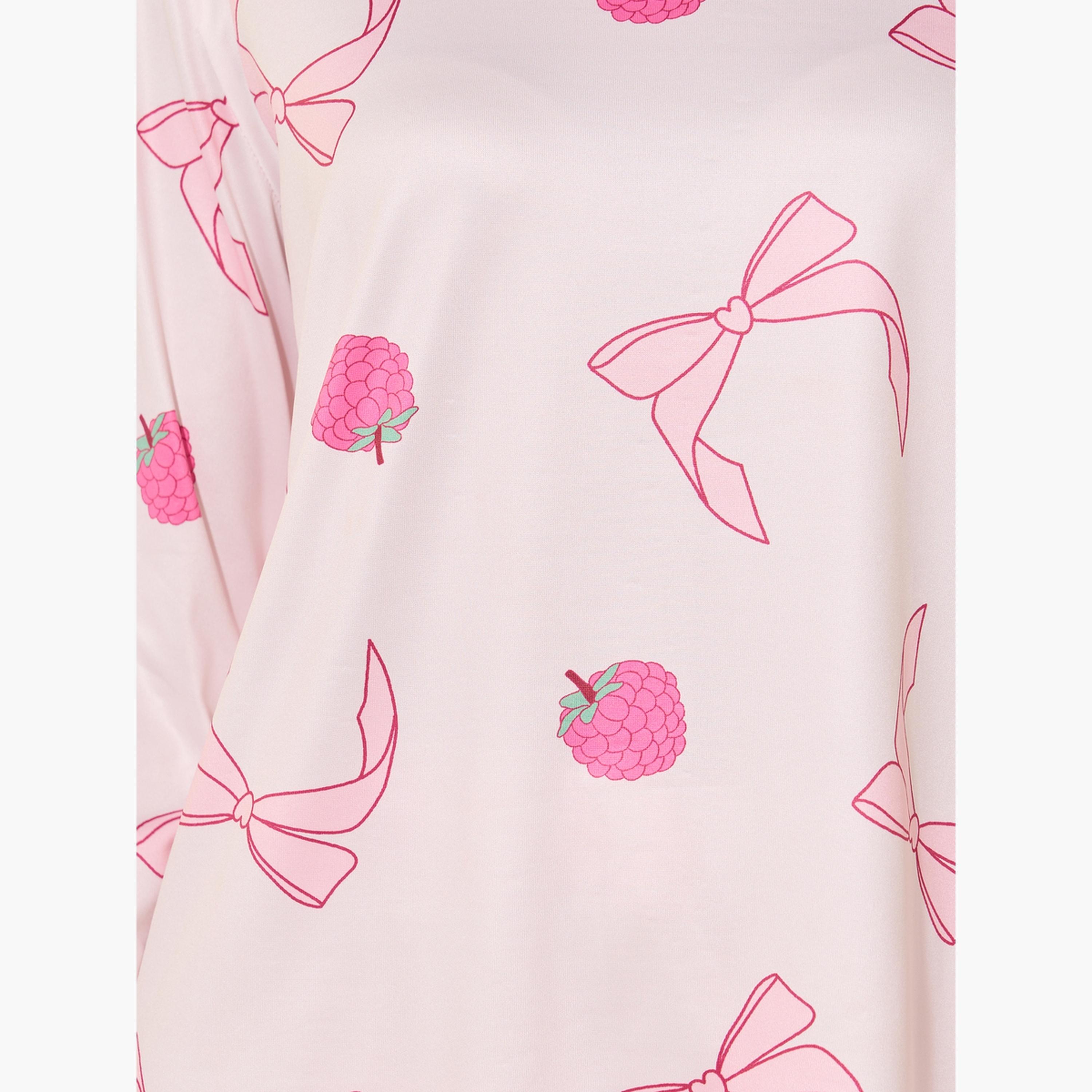 Take Two All-Over Star Print Round Neck T-Shirt and Pyjama Set-women-clothing-nightwear-pyjamas-longsets-image-4
