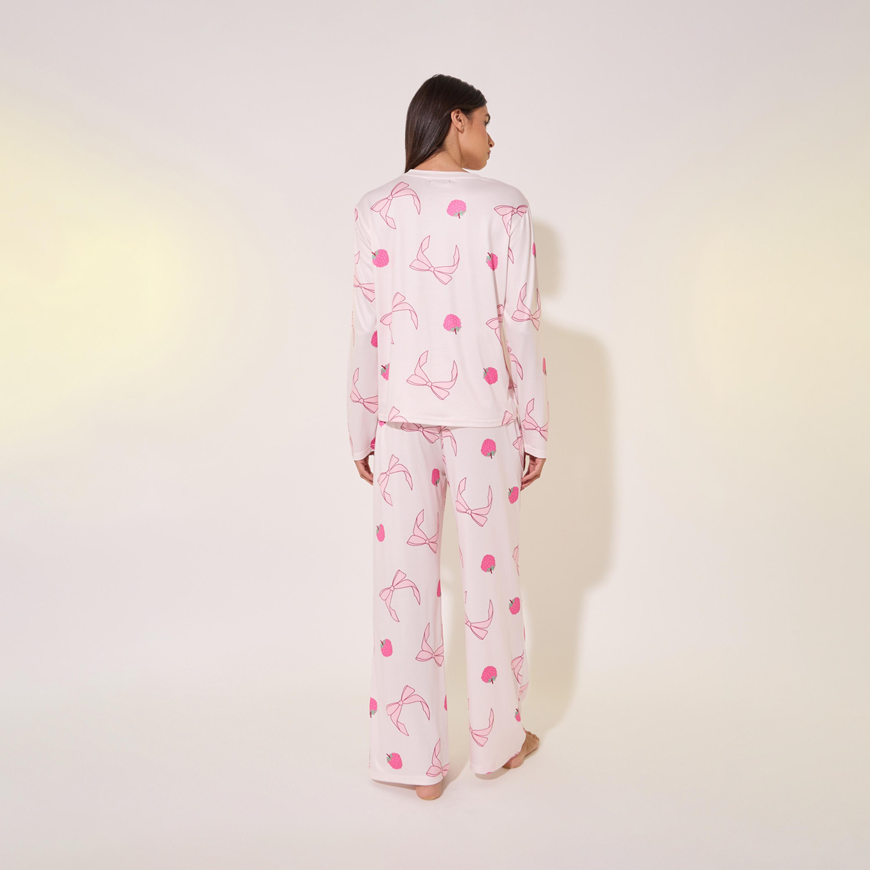 Take Two All-Over Star Print Round Neck T-Shirt and Pyjama Set-women-clothing-nightwear-pyjamas-longsets-image-5