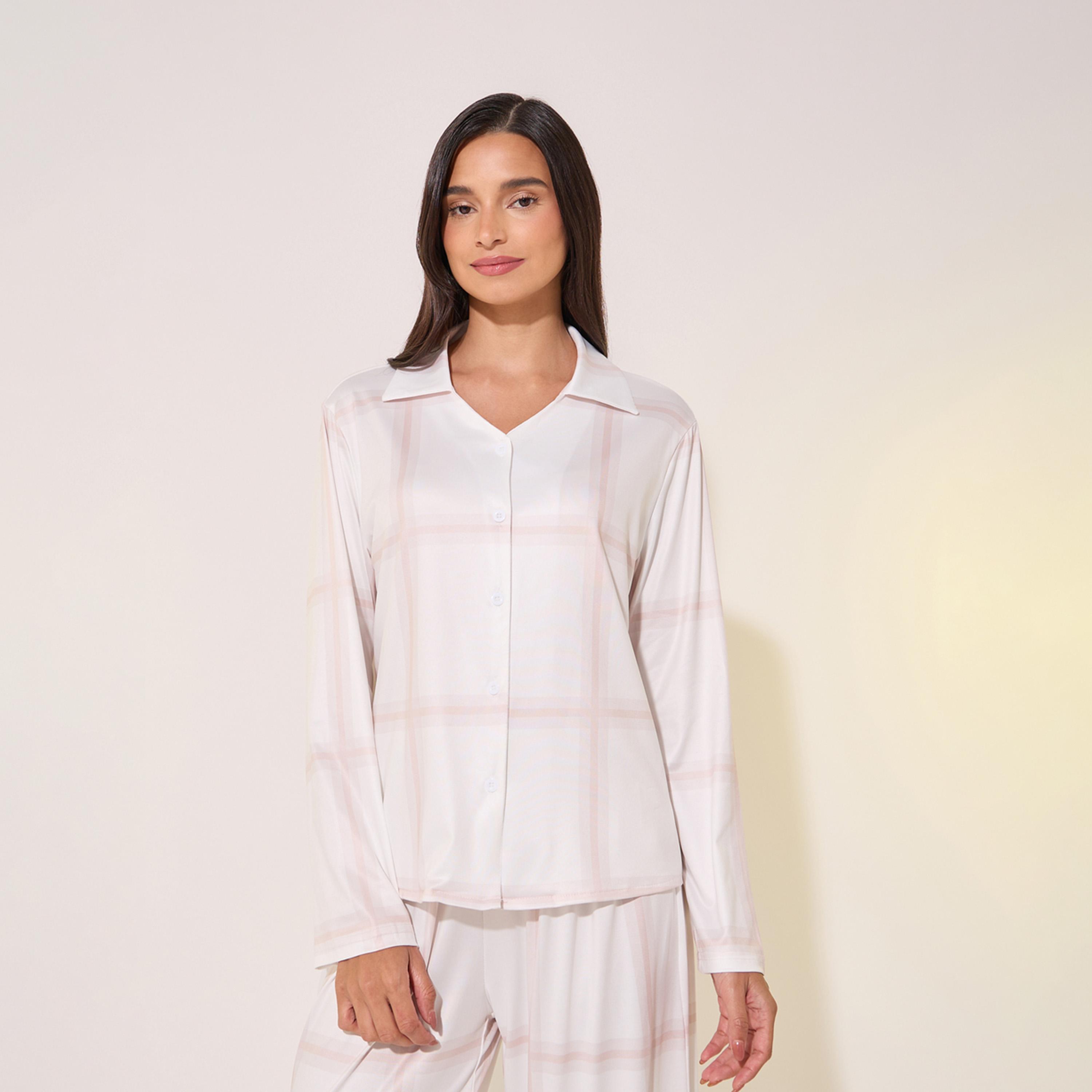 Take Two Checked Print Shirt and Pants Long Pyjama Sets-women-clothing-nightwear-pyjamas-longsets-image-2