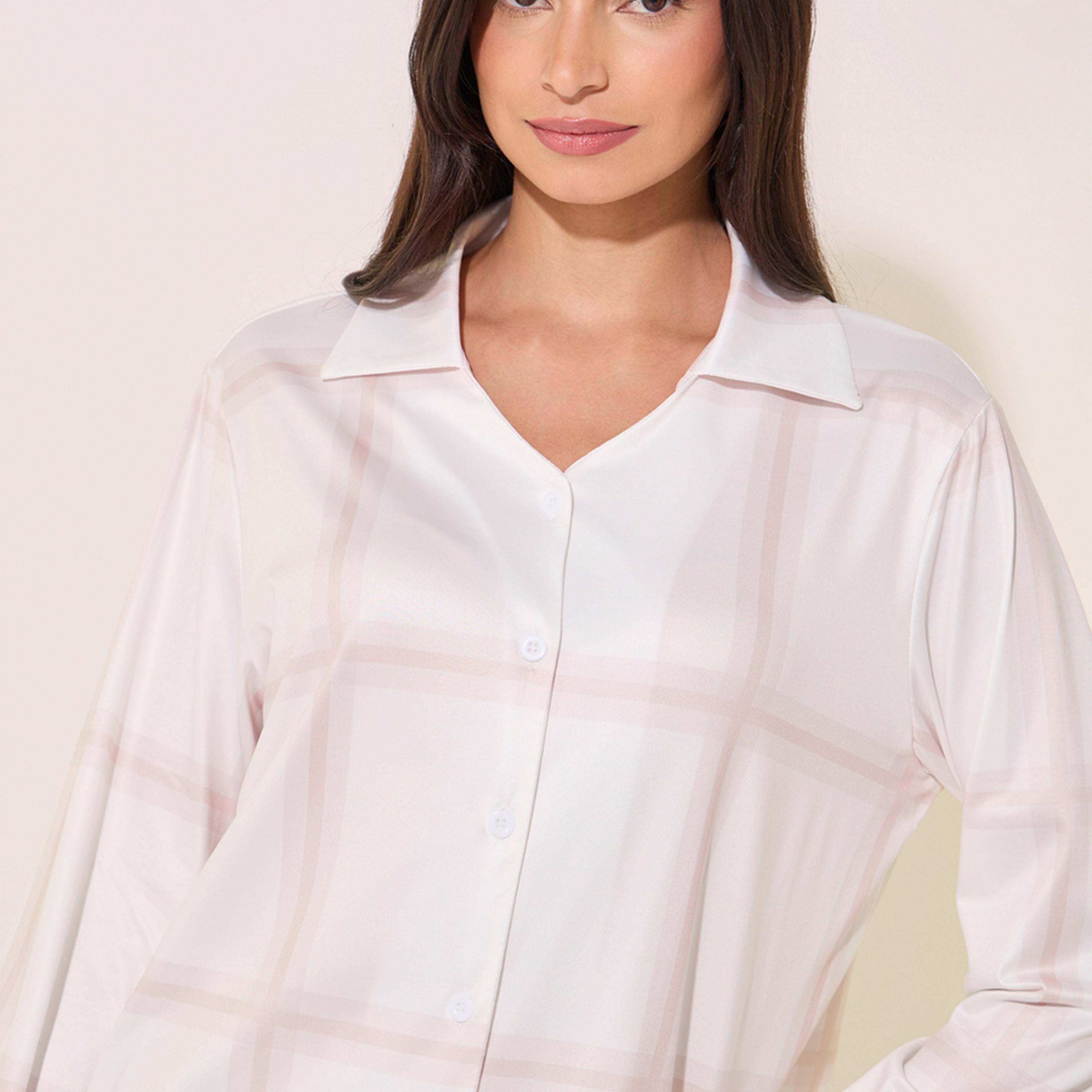 Take Two Checked Print Shirt and Pants Long Pyjama Sets-women-clothing-nightwear-pyjamas-longsets-image-3