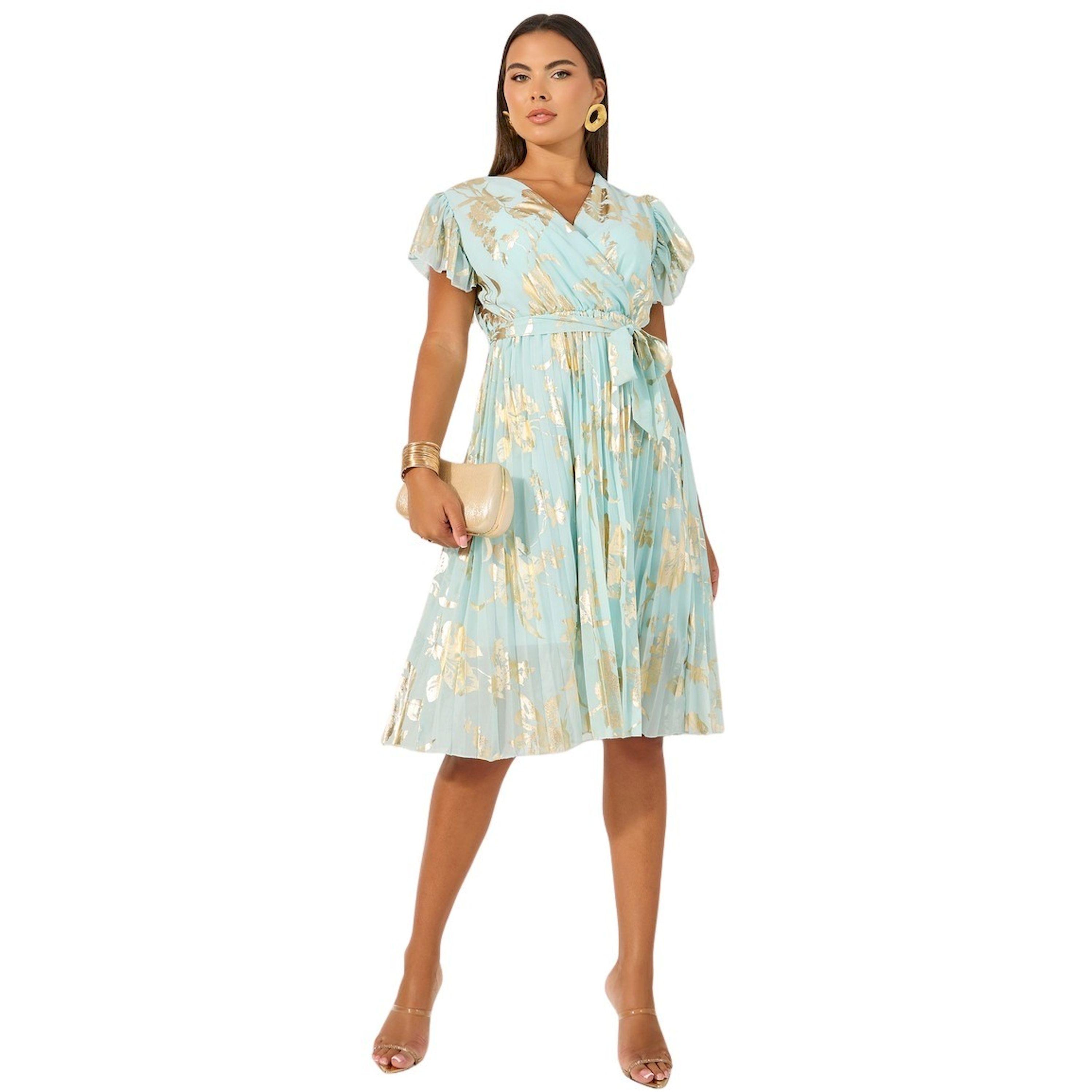 ستايلي - فستان ميدي ملفوف بأكمام مكشكشة ومطبوع-women-clothing-dresses-image-1