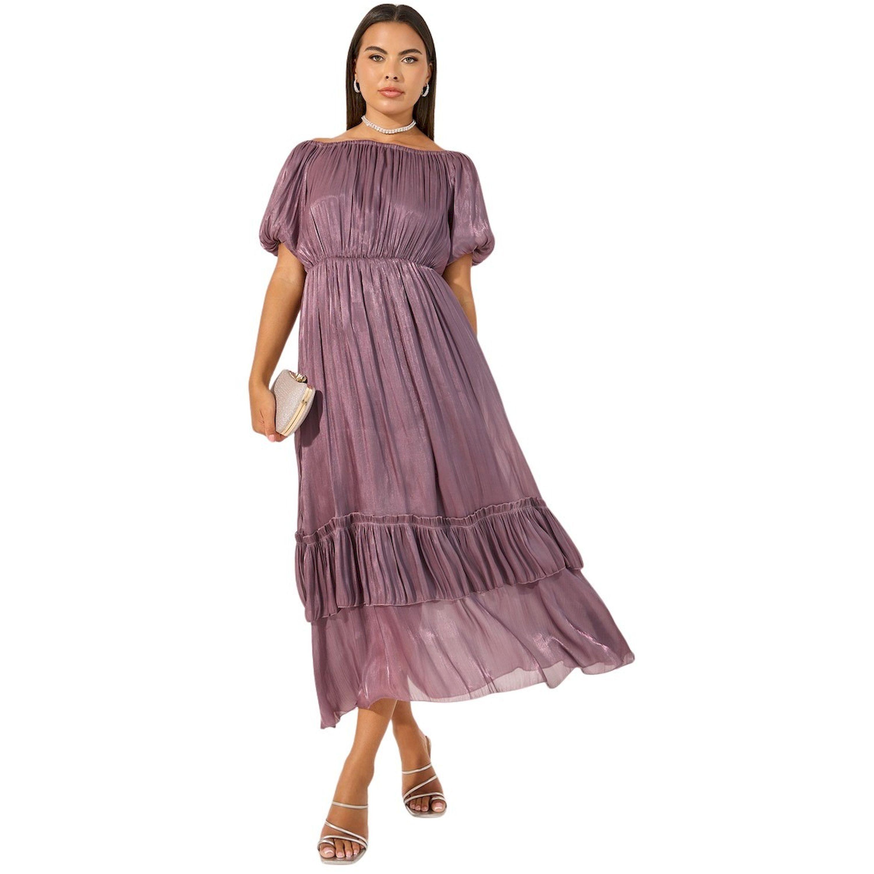 ستايلي- فستان ماكسي سادة بأكمام منفوخة وقصة A وبطانة متعددة الطبقات-women-clothing-dresses-image-1