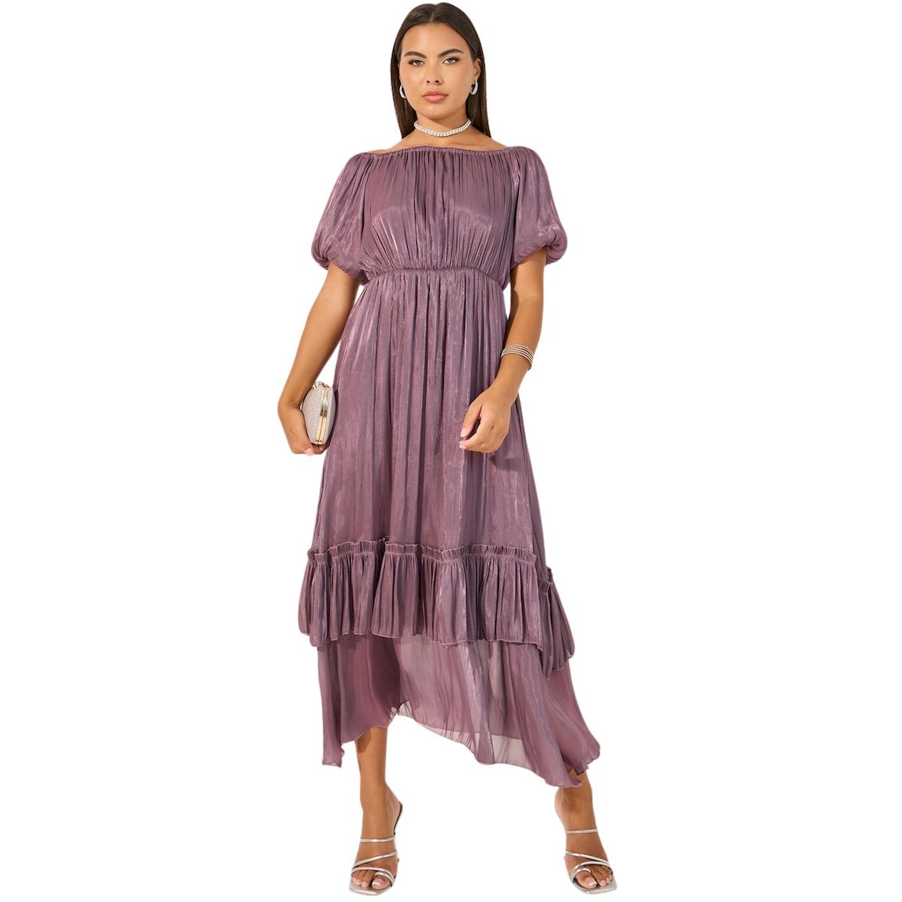 Styli Plain Balloon Sleeves A-Line Maxi Dress with Layered Hem-women-clothing-dresses-image-2