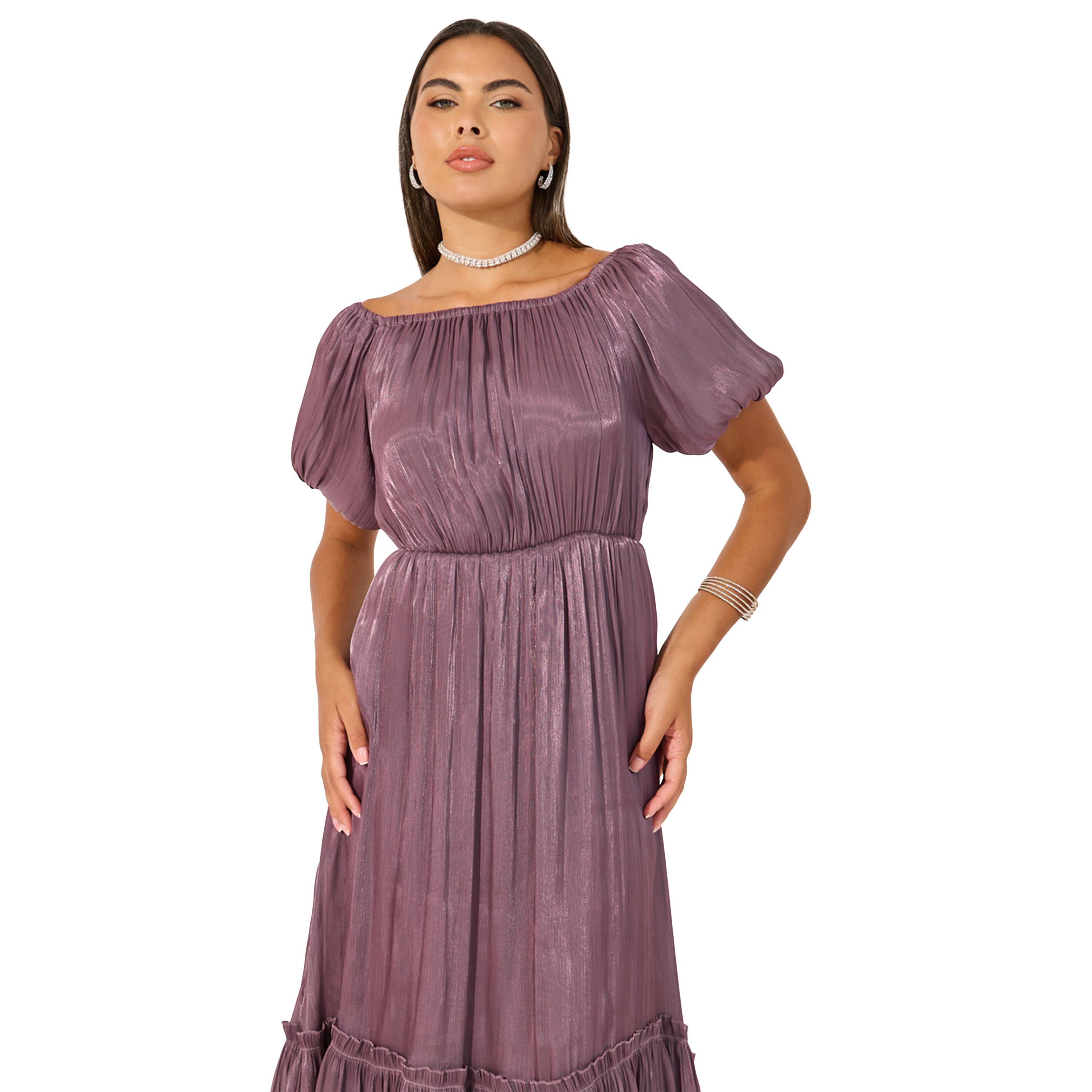 Styli Plain Balloon Sleeves A-Line Maxi Dress with Layered Hem-women-clothing-dresses-image-3