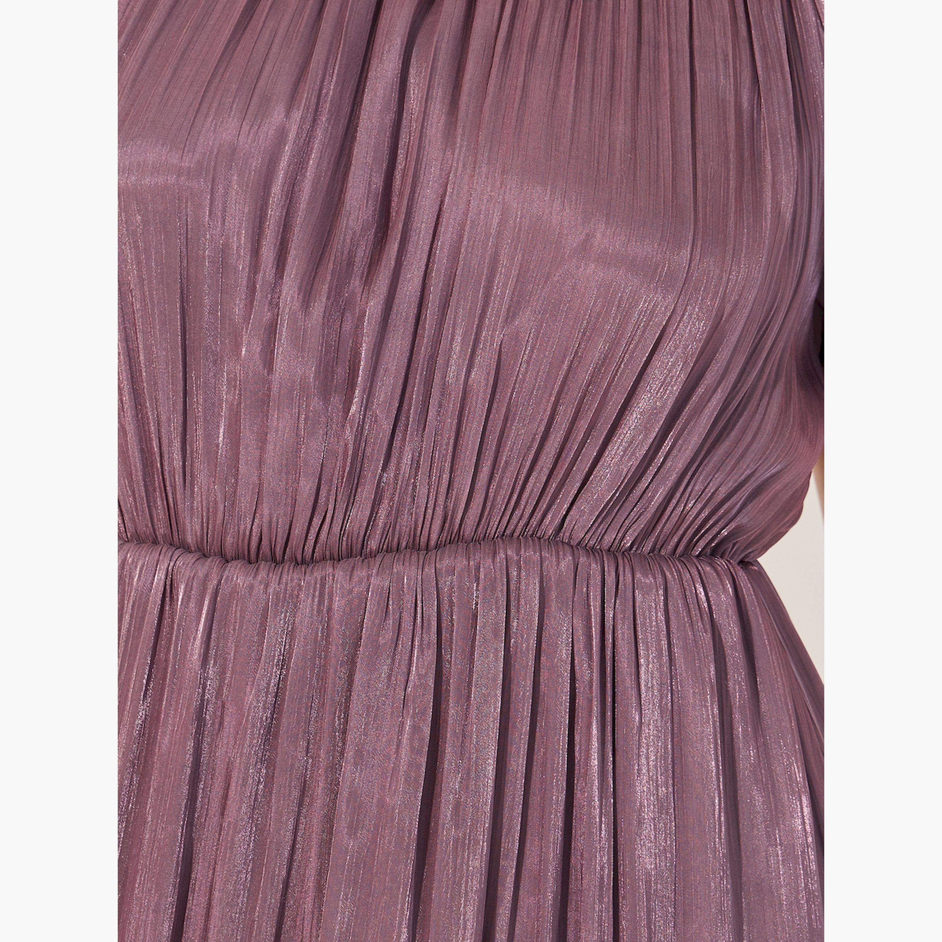 Styli Plain Balloon Sleeves A-Line Maxi Dress with Layered Hem-women-clothing-dresses-image-4