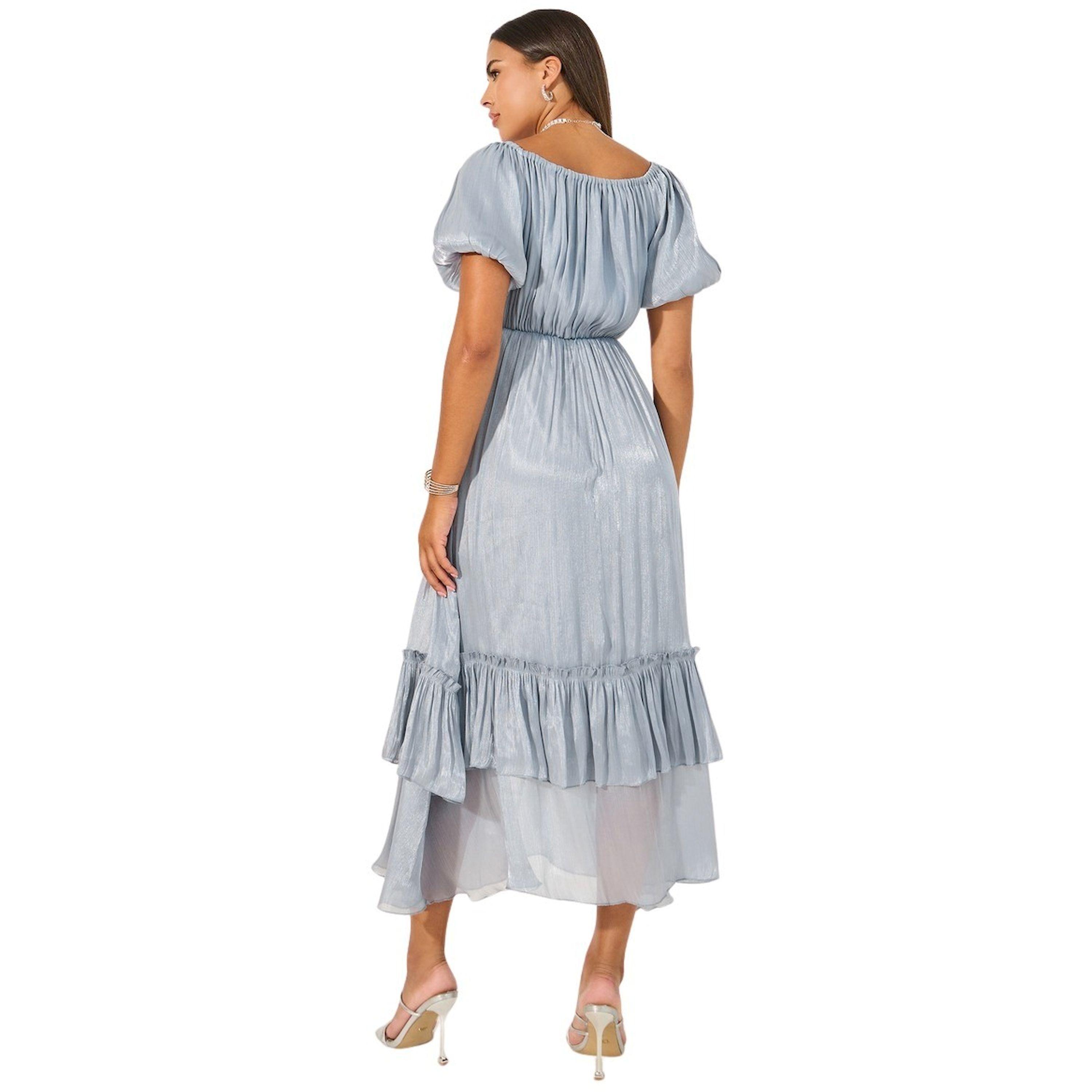 ستايلي- فستان ماكسي سادة بأكمام منفوخة وقصة A وبطانة متعددة الطبقات-women-clothing-dresses-image-5