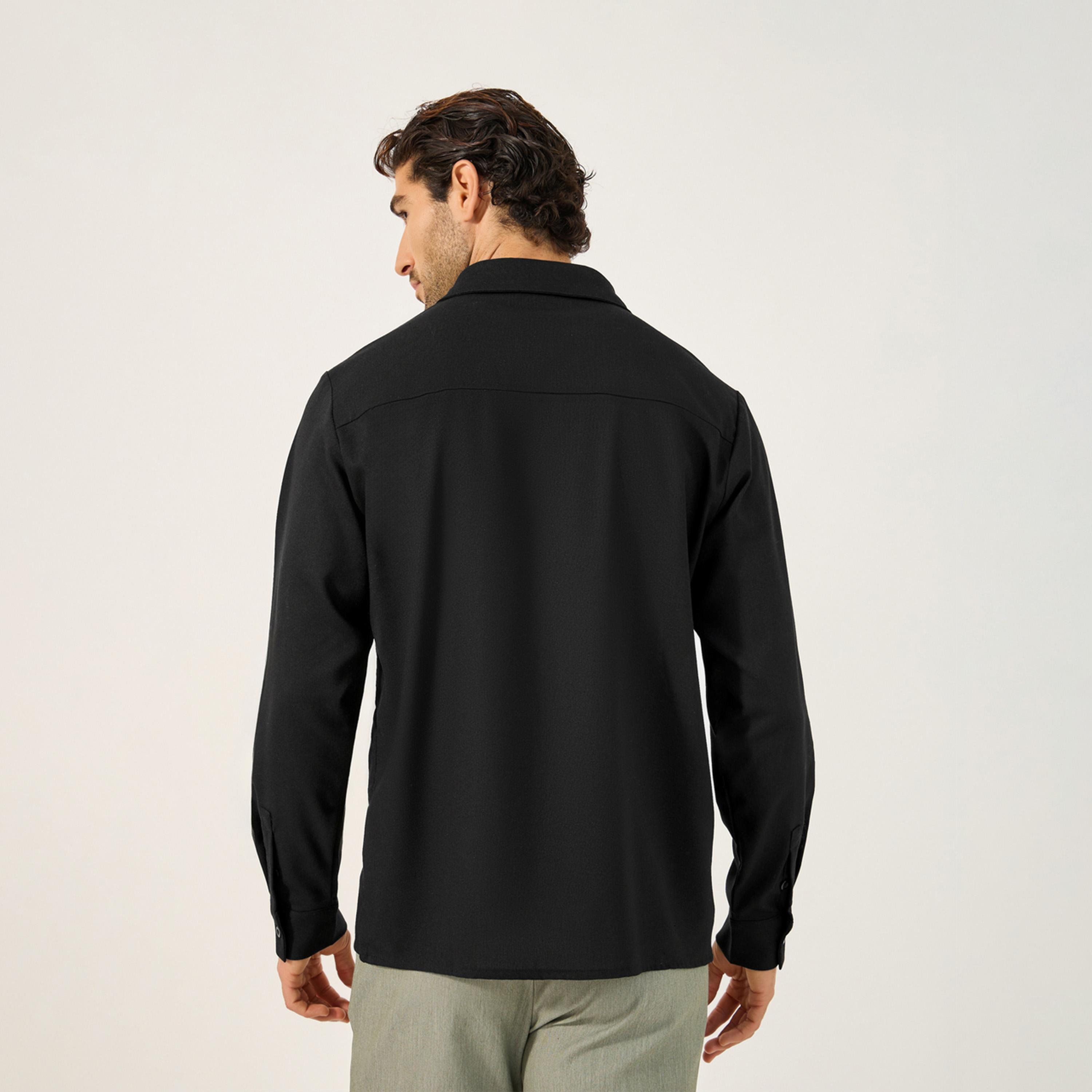 ستايلي - ليميتد - قميص ليمتد مطرز بقصّة مريحة وياقة متباعدة-men-clothing-shirts-image-4