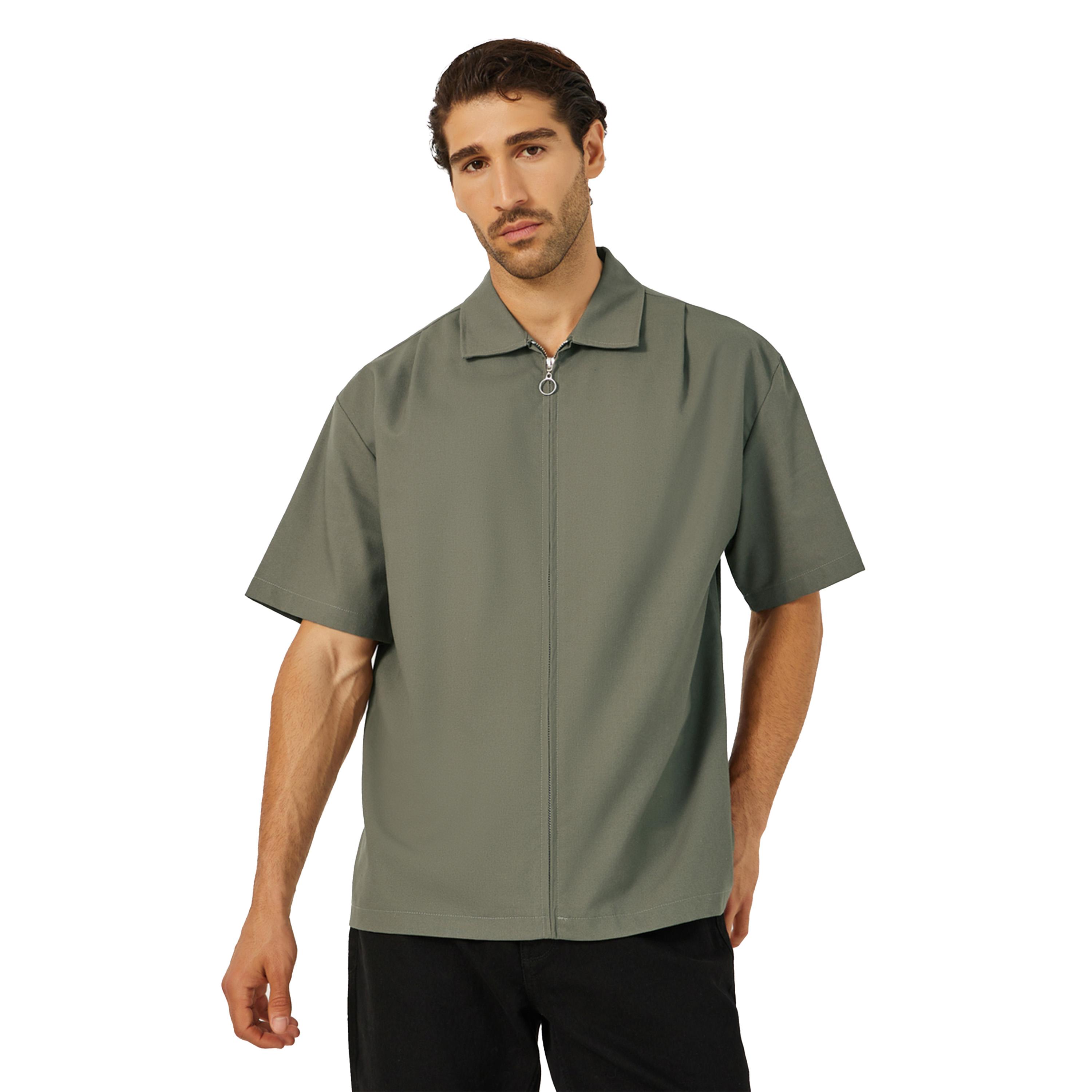 Styli Boxy Fit Linen Blend Zipped Shirt-men-clothing-shirts-image-2